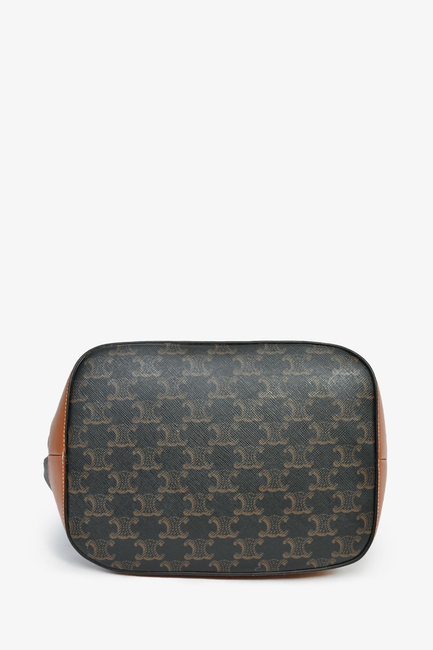 Celine 2019 Brown Canvas/Leather Triomphe Medium Bucket Bag