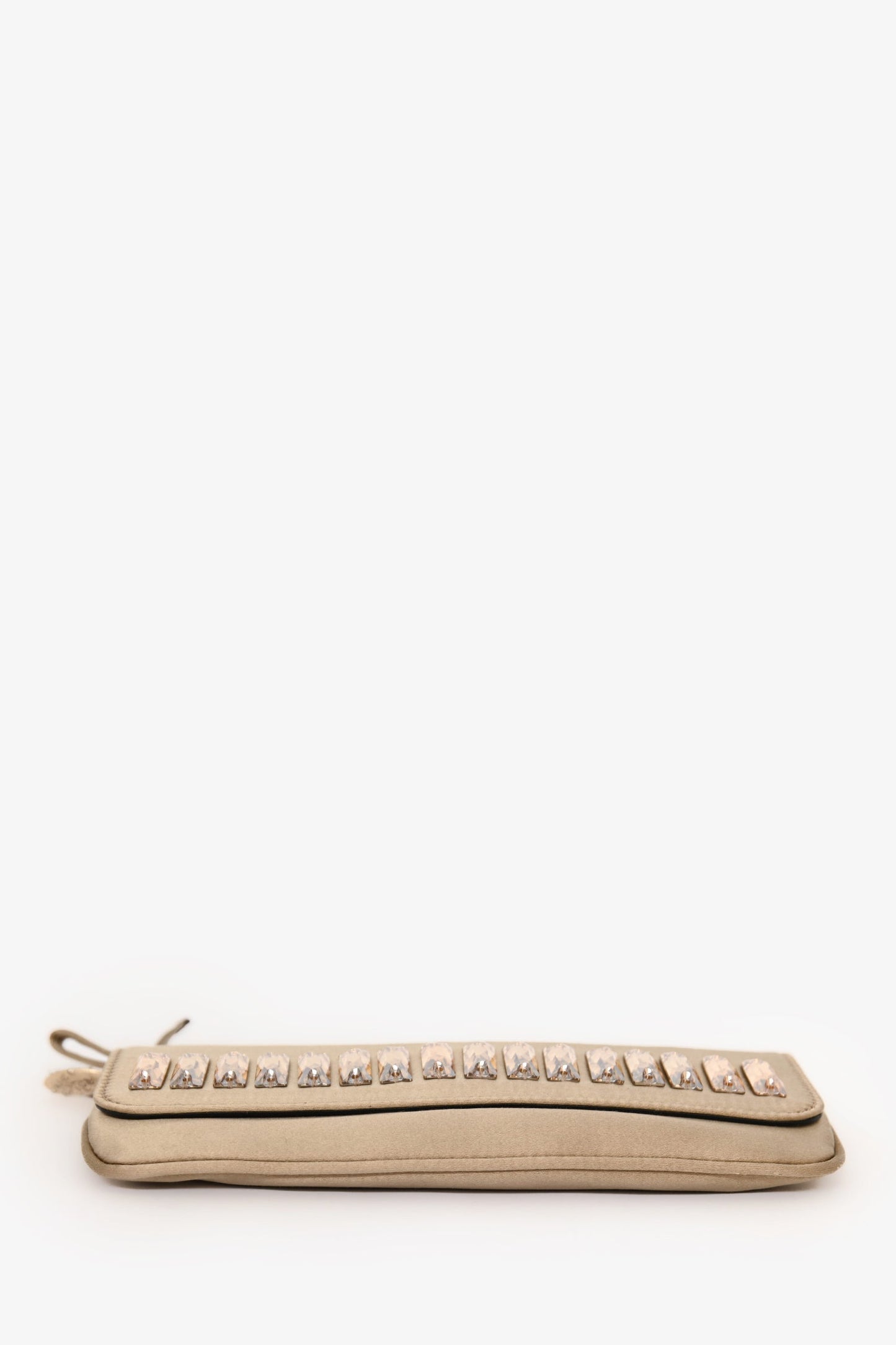Gucci Beige Satin Crystal Embellished Clutch
