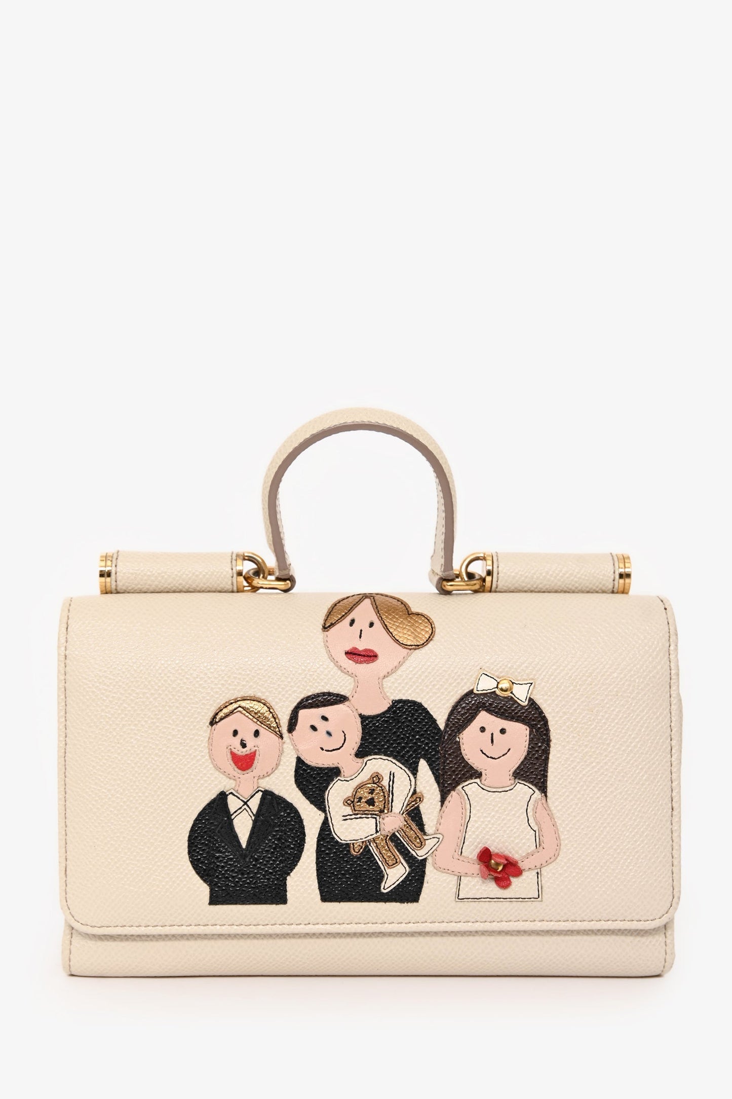 Dolce & Gabbana White Leather Sicily Family Crossbody