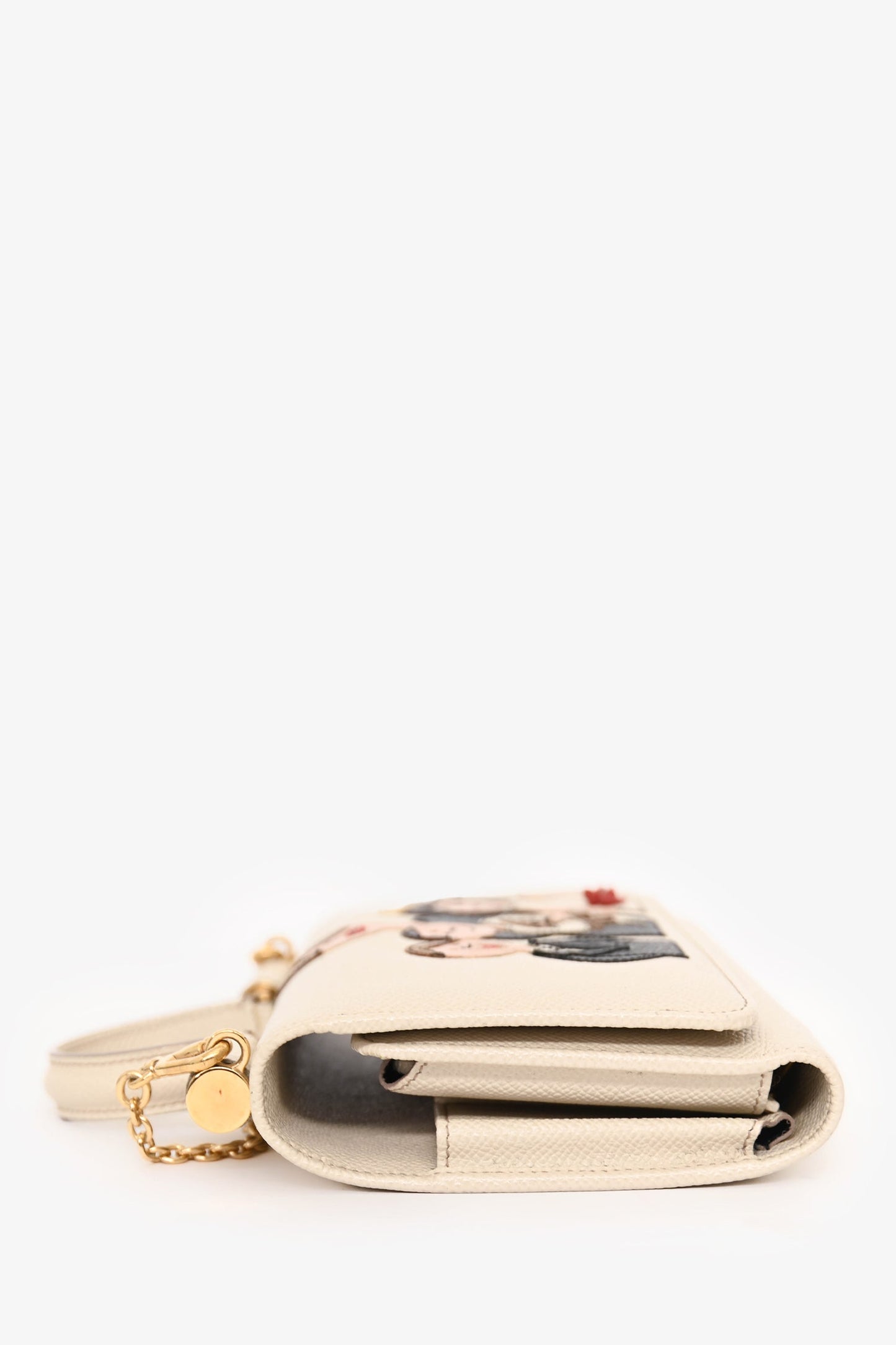 Dolce & Gabbana White Leather Sicily Family Crossbody