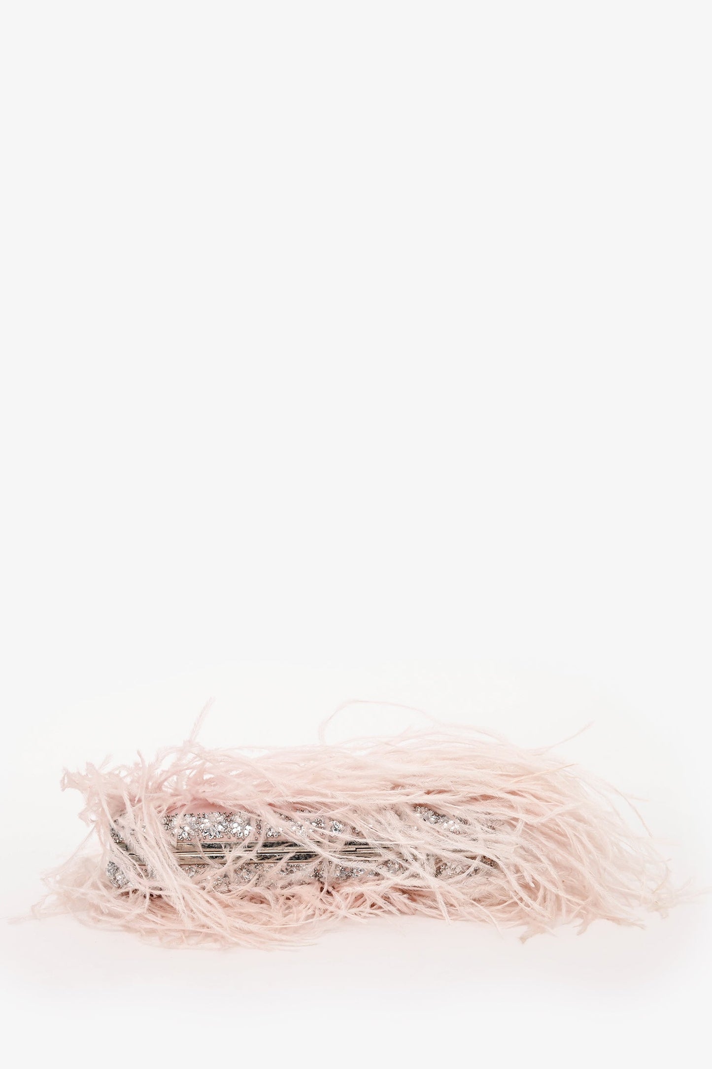Alexander McQueen Pink Feather Crystal Embellish Knuckle Clutch