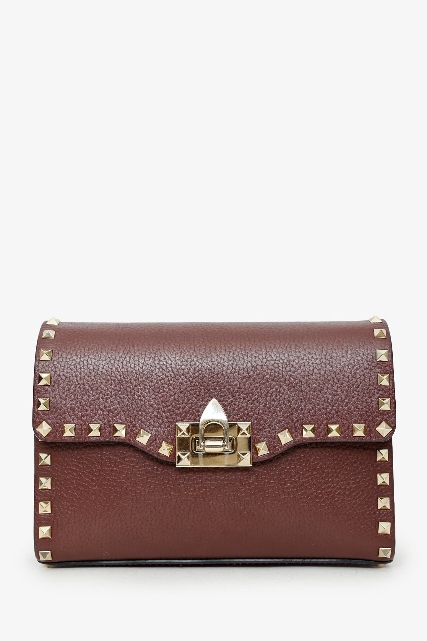 Valentino Burgundy Leather Rockstud Crossbody Bag