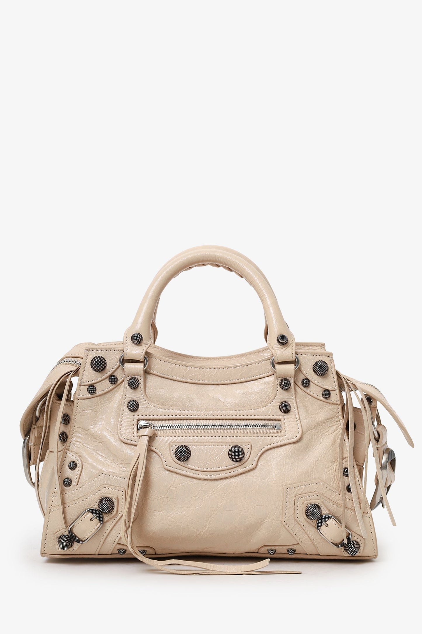 Balenciaga Beige Arena Leather Small Neo Le Cagole Classic City Bag