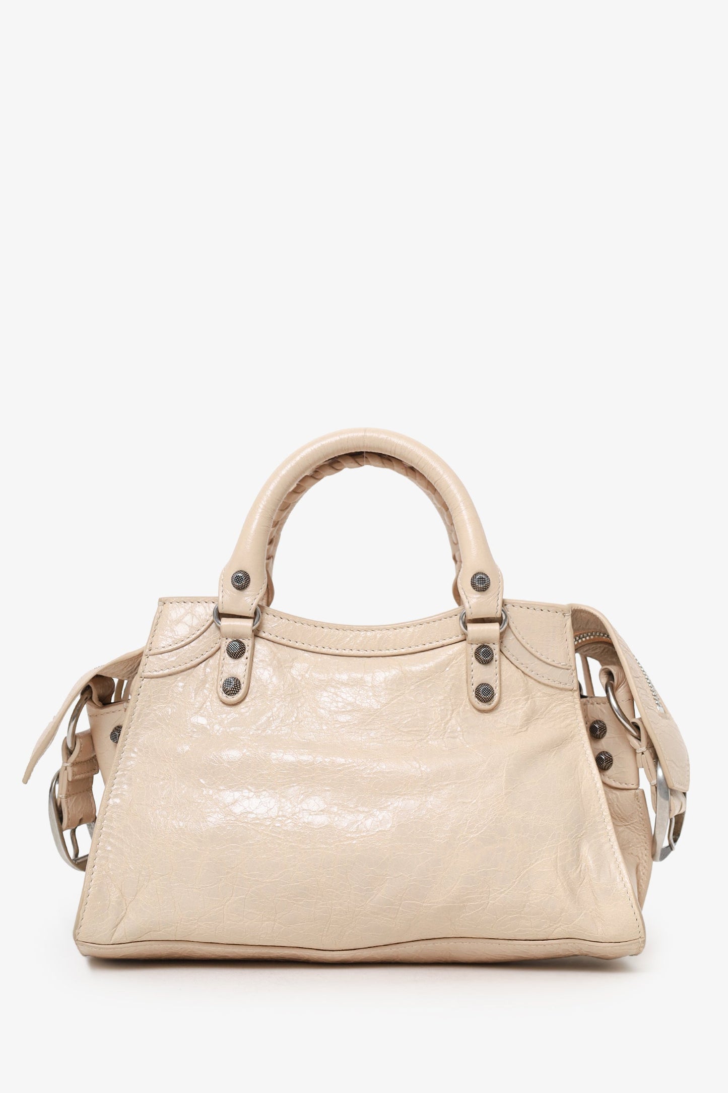 Balenciaga Beige Arena Leather Small Neo Le Cagole Classic City Bag