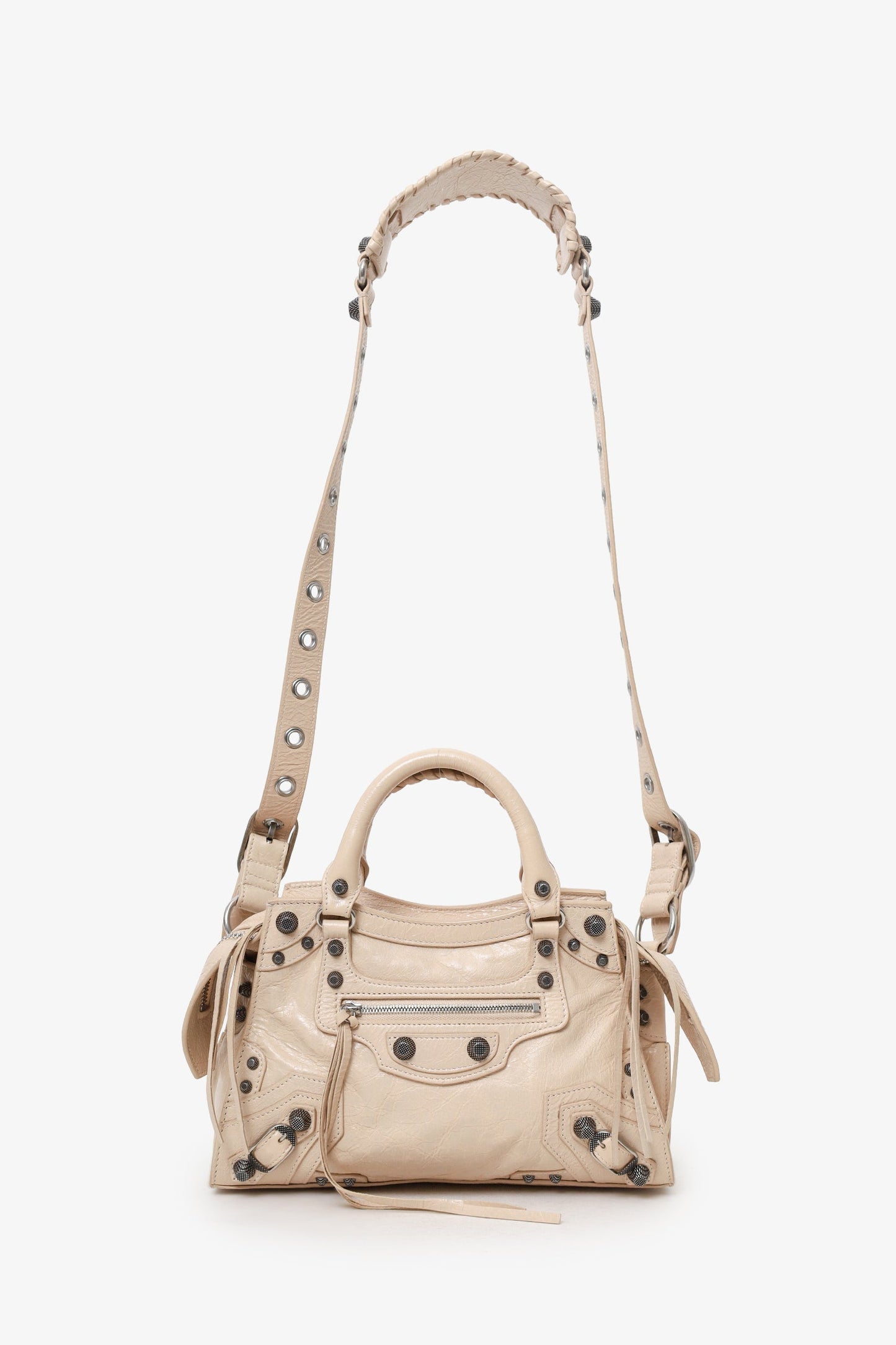 Balenciaga Beige Arena Leather Small Neo Le Cagole Classic City Bag