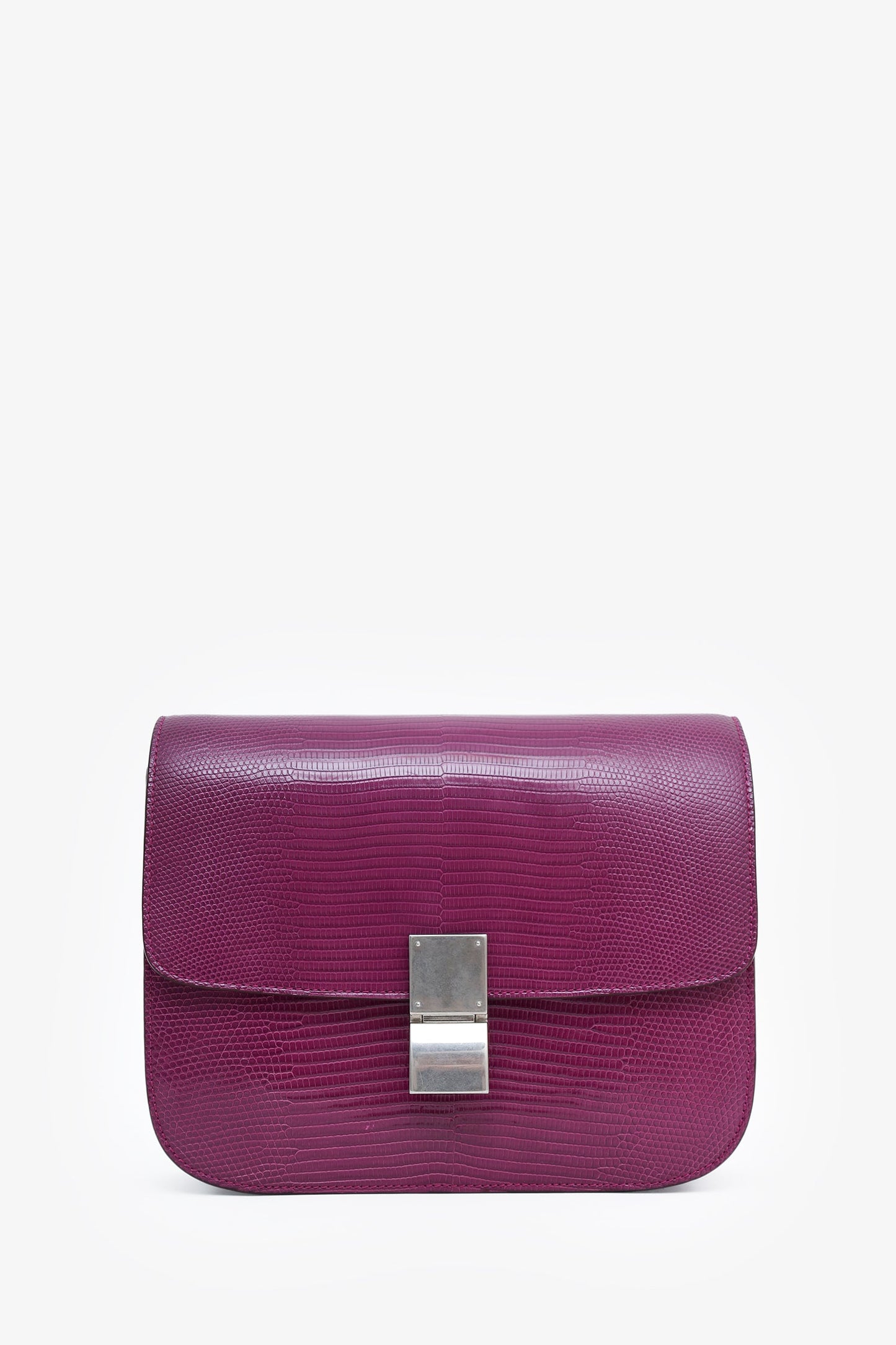 Celine Purple Lizard Leather Classic Medium Box Bag