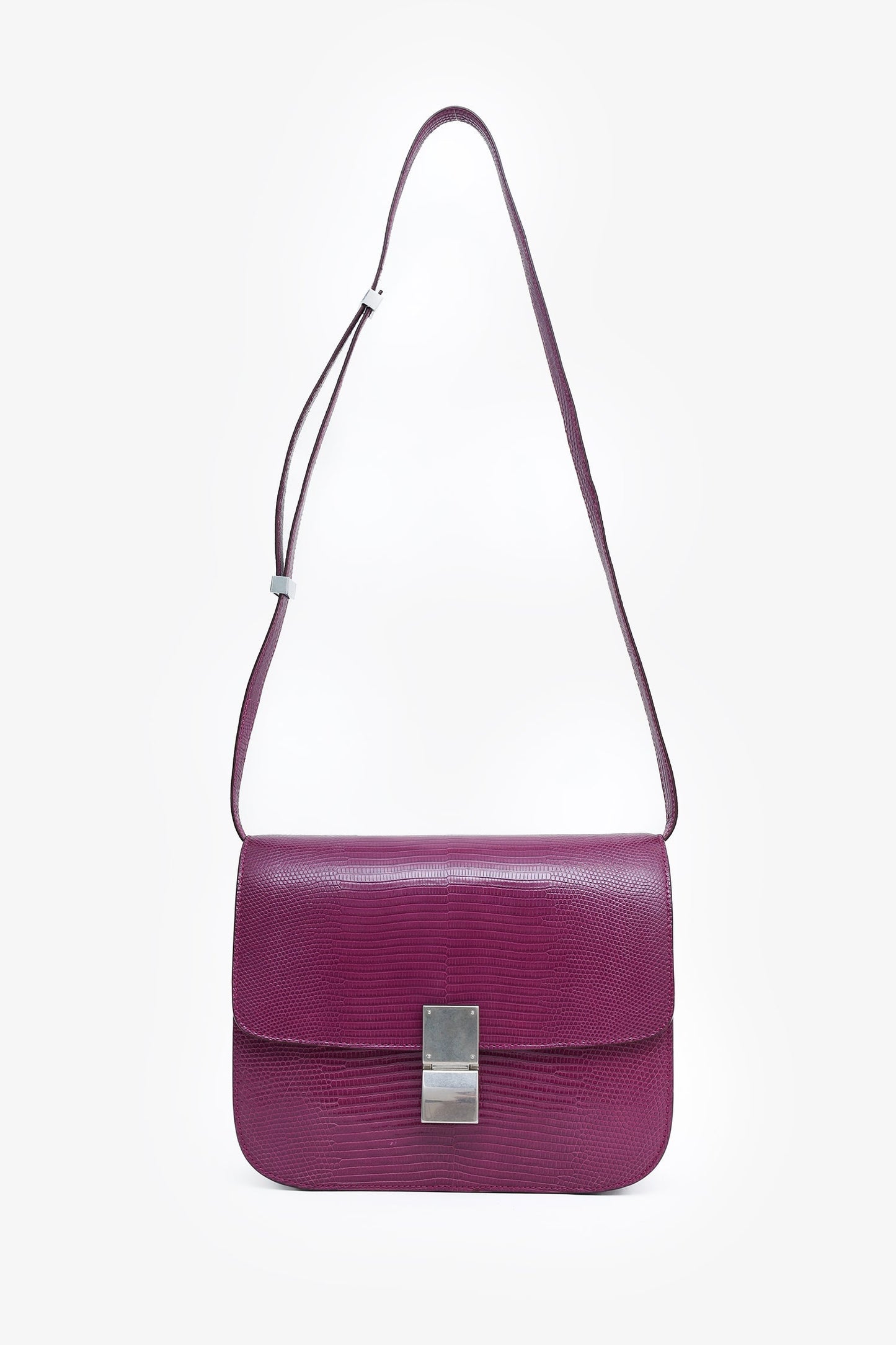 Celine Purple Lizard Leather Classic Medium Box Bag