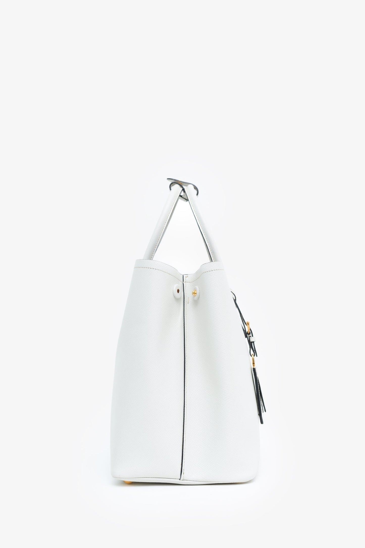 Prada White Saffiano Cuir Large Double Bag