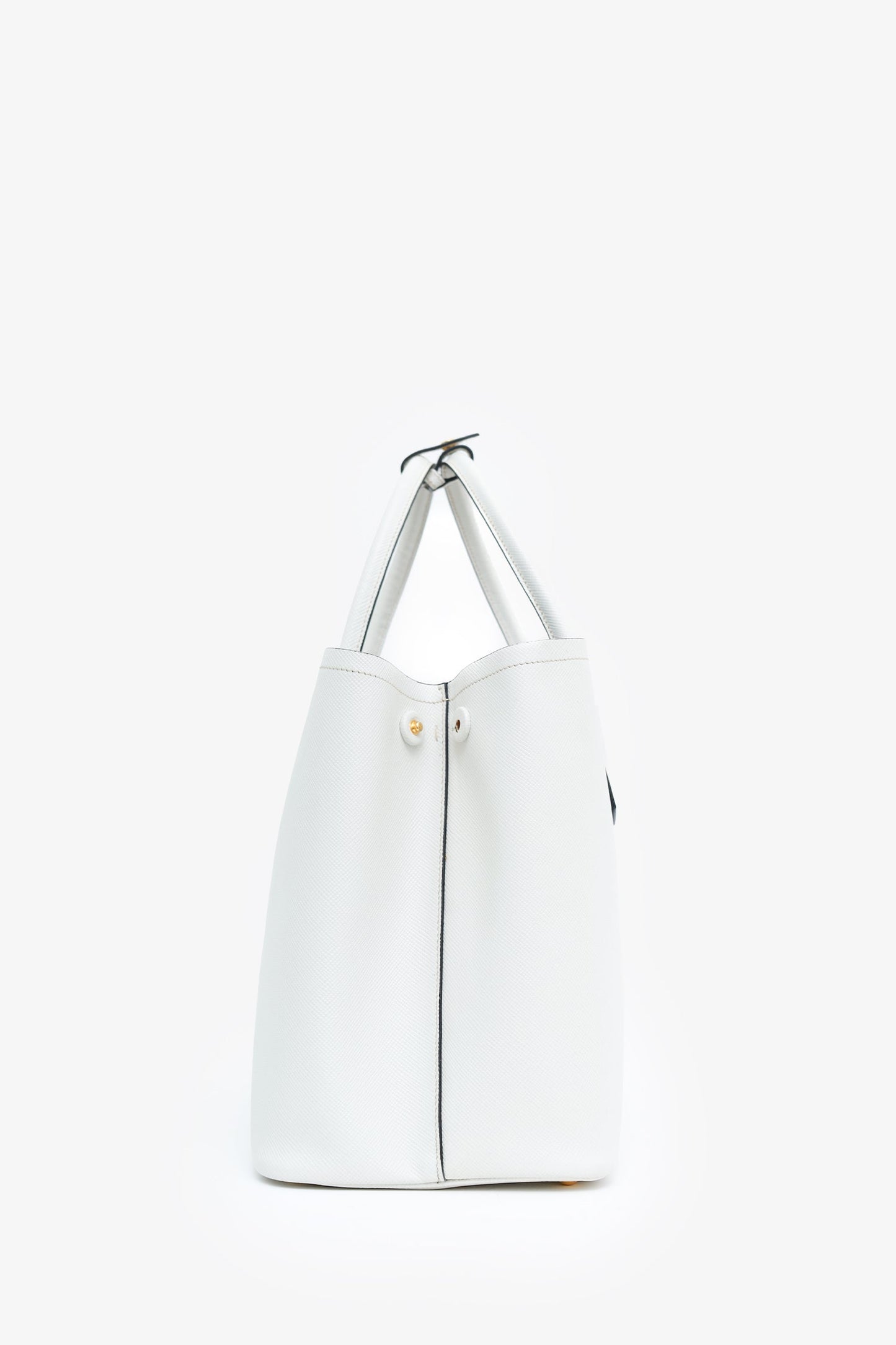 Prada White Saffiano Cuir Large Double Bag
