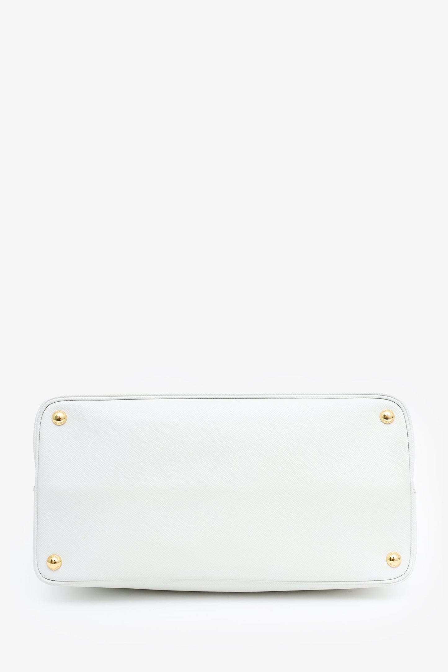 Prada White Saffiano Cuir Large Double Bag