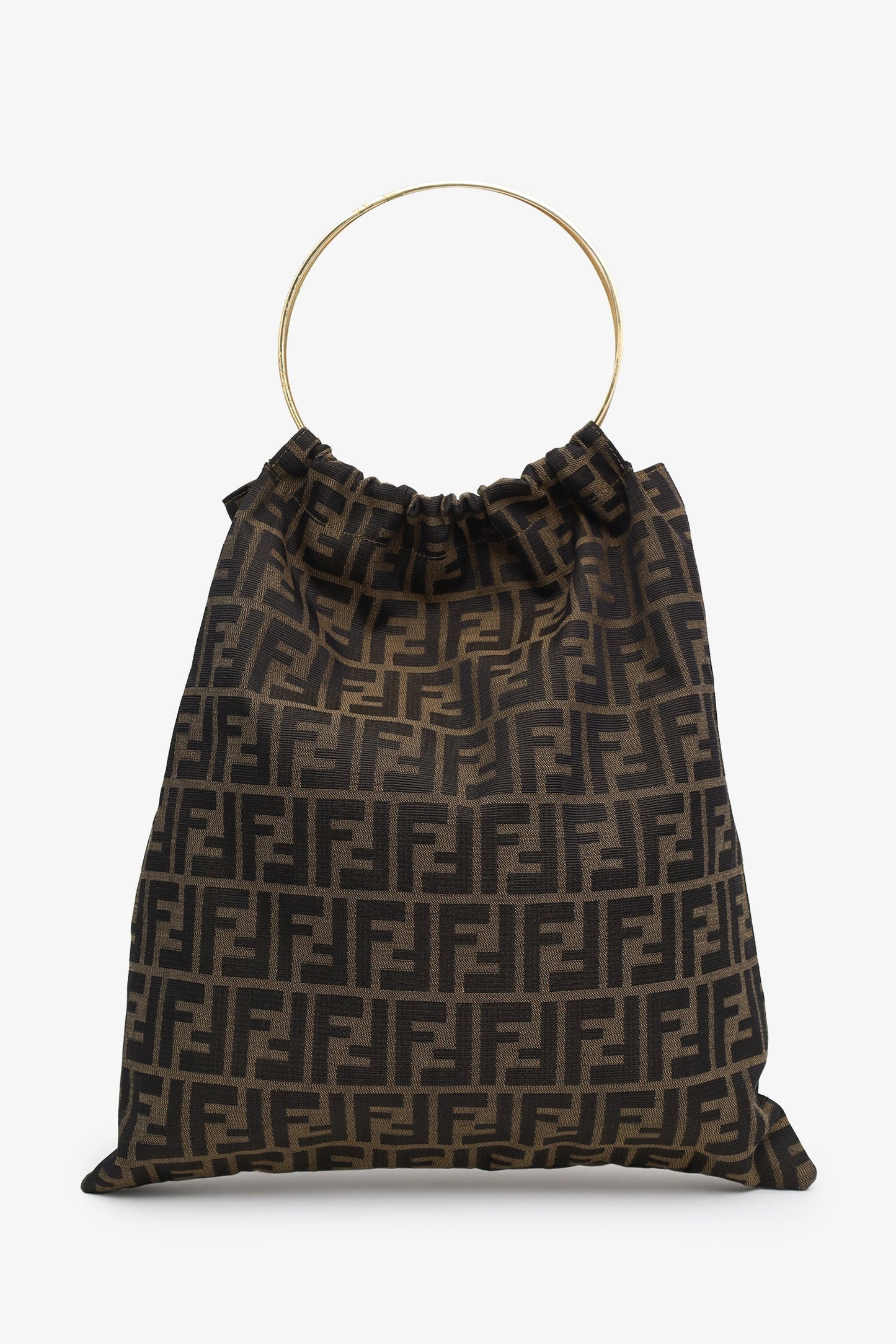 Fendi Zucca Print Canvas Bag With Metal Ring Handle