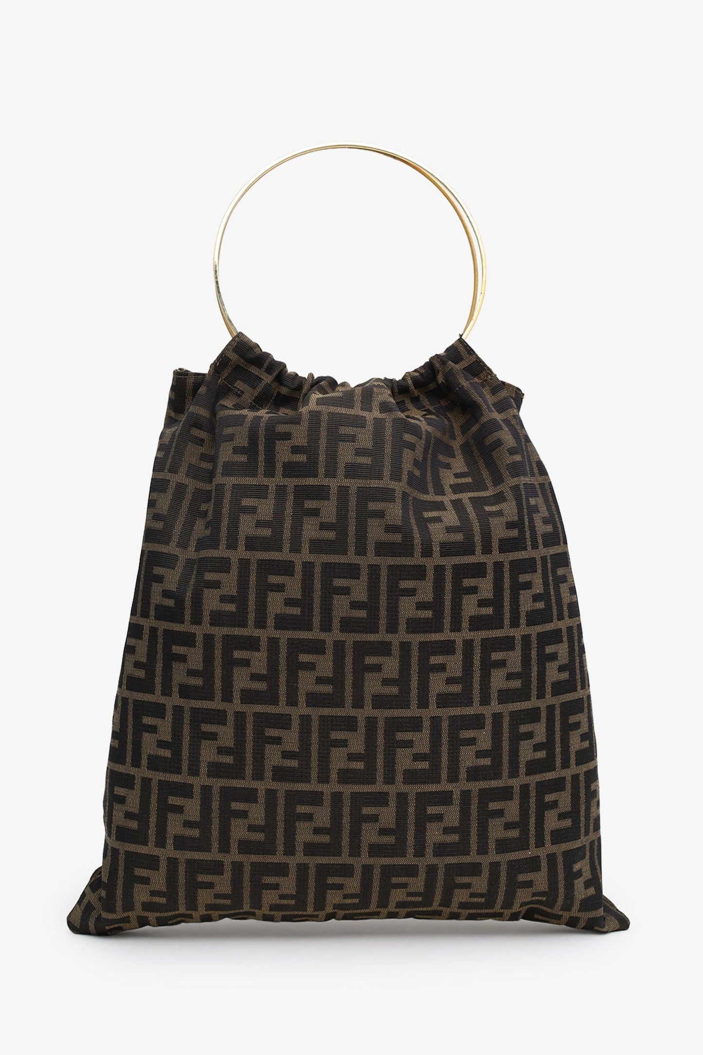 Fendi Zucca Print Canvas Bag With Metal Ring Handle