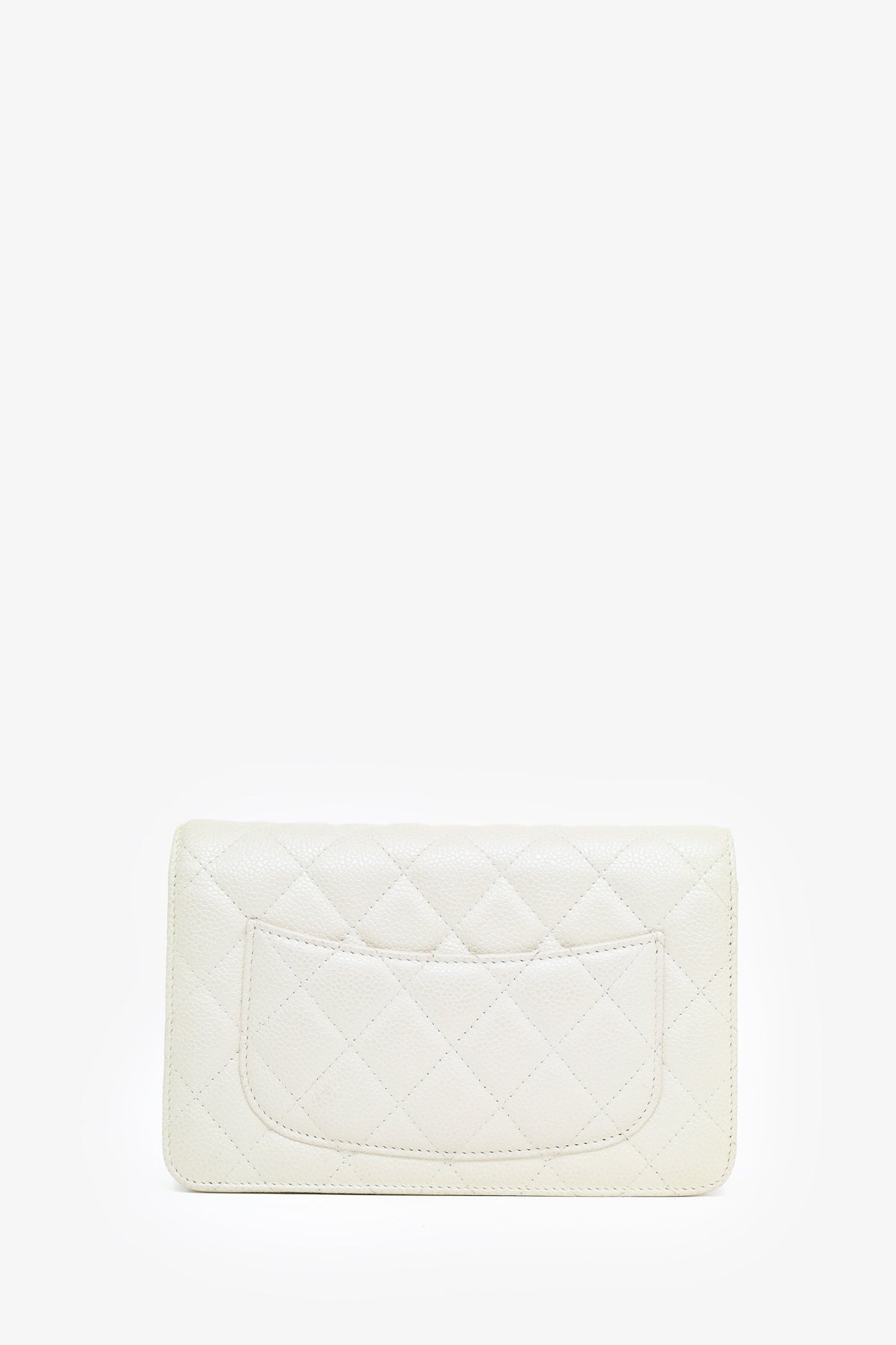 Chanel™ 2014-15 Beige Metallic Caviar Leather Wallet on Chain