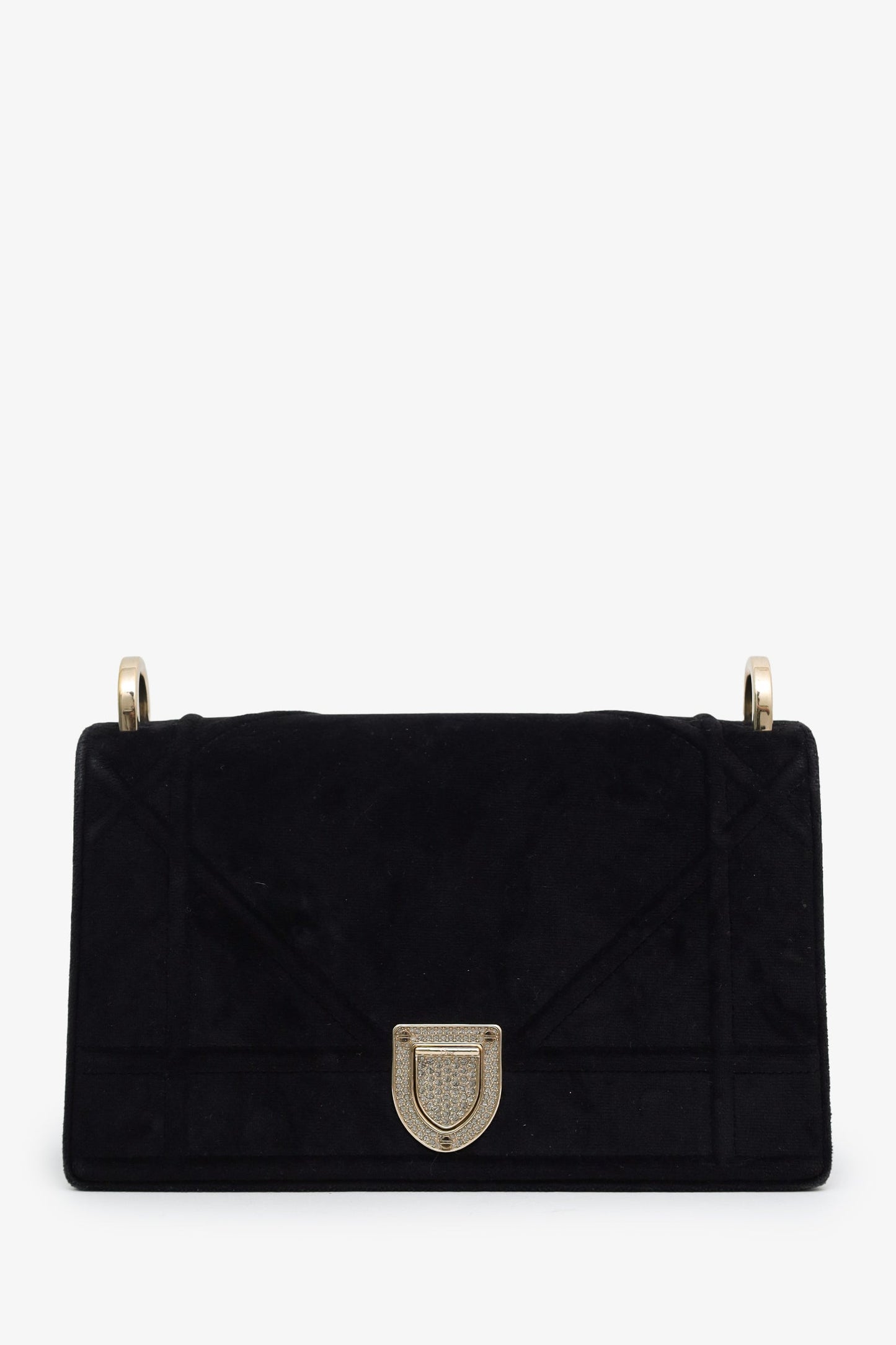 Christian Dior 2019 Black Velvet Small Diorama Shoulder Bag