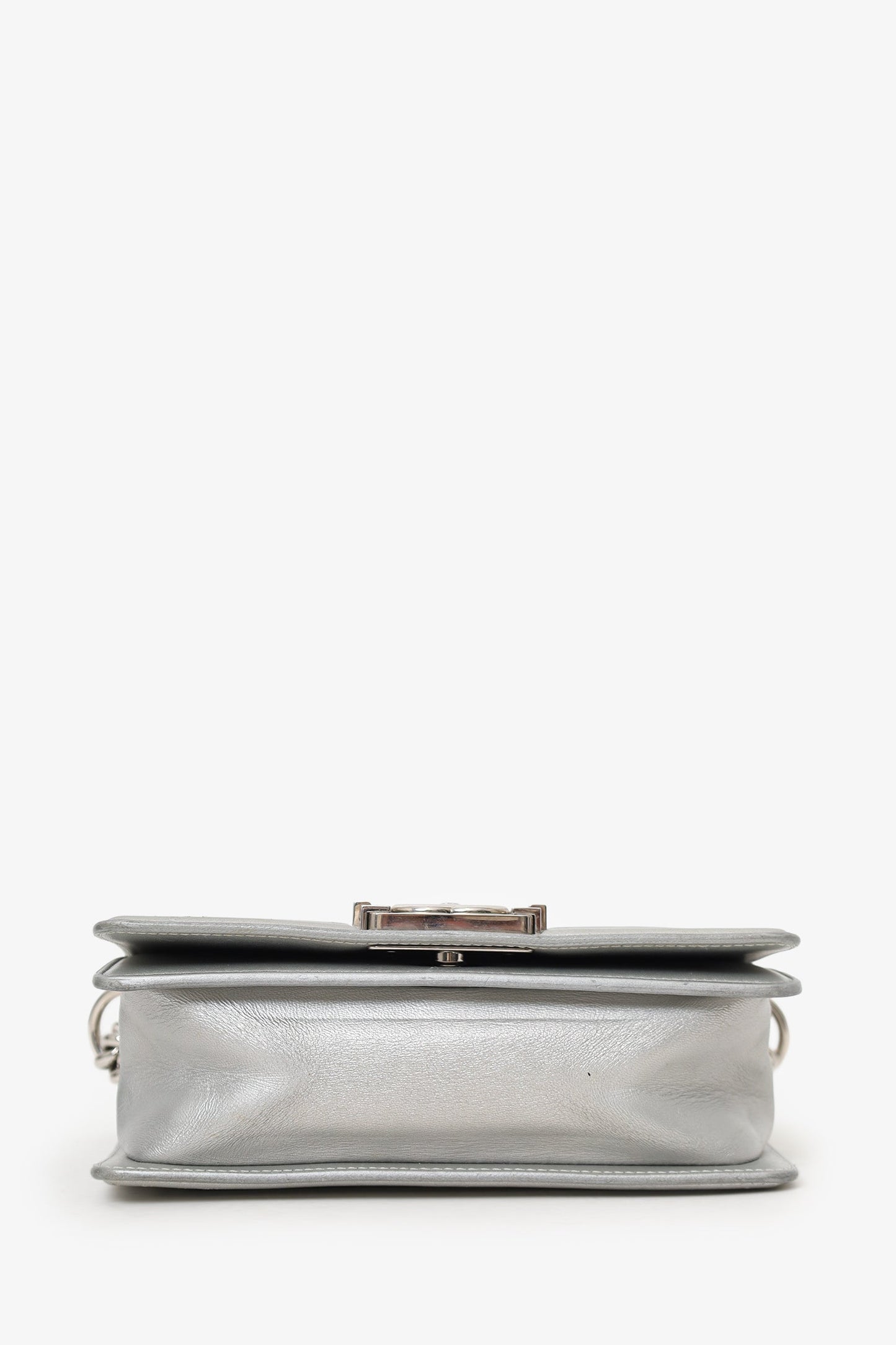 Chanel™ 2018 Iridescent Silver/Blue Leather/PVC Water Boy Small Bag