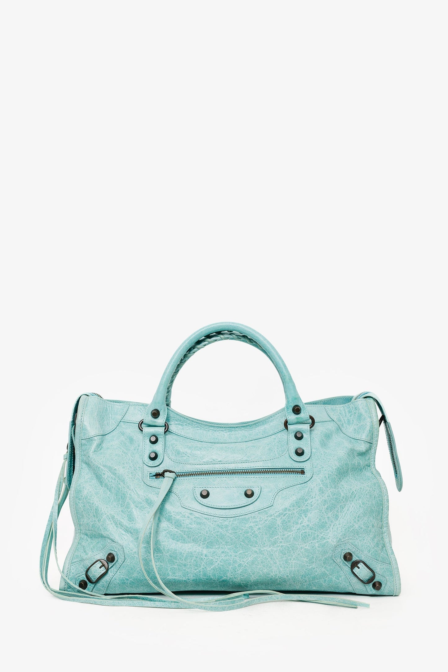 Balenciaga Blue Leather Medium City Bag With Strap
