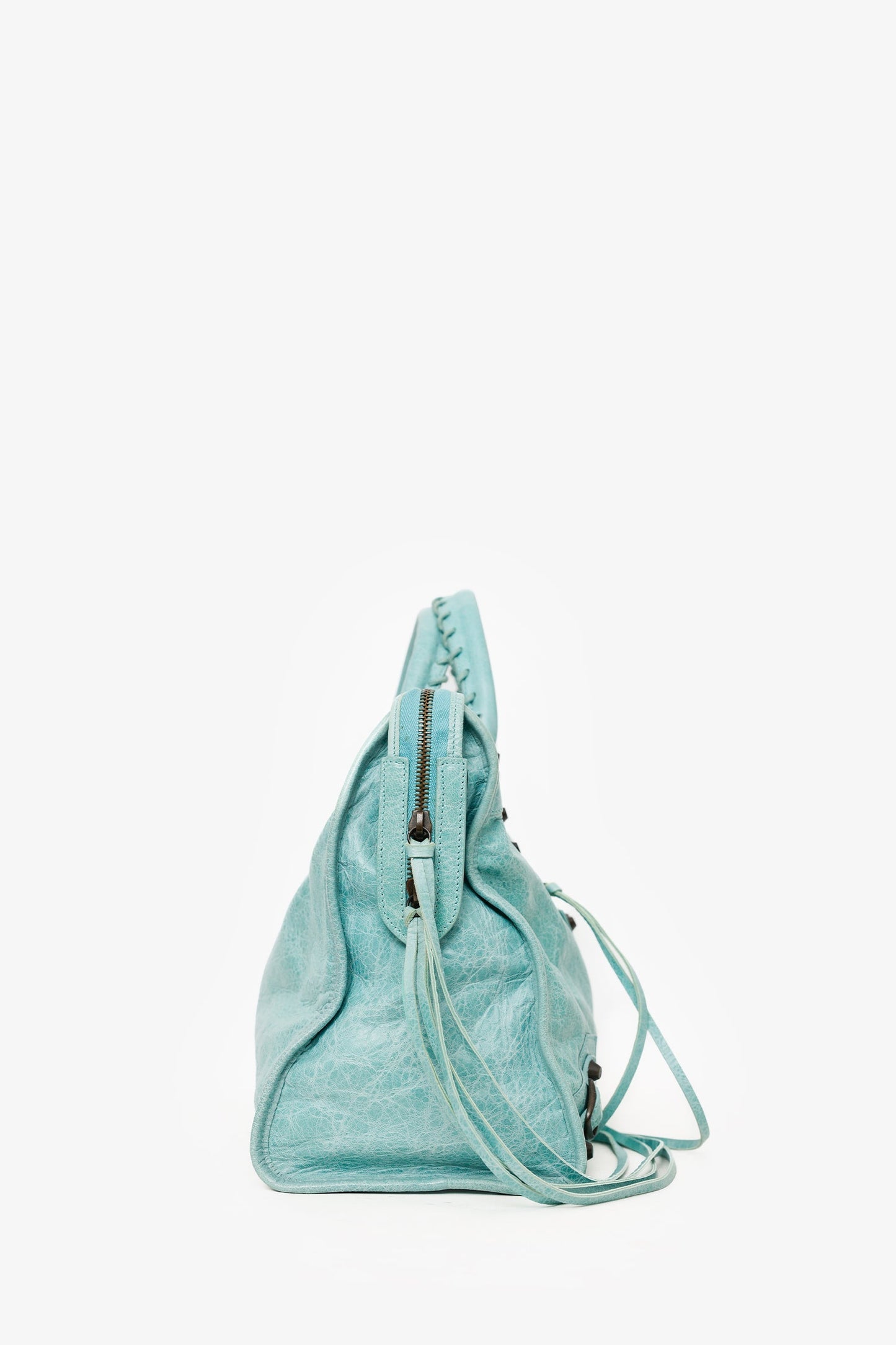 Balenciaga Blue Leather Medium City Bag With Strap