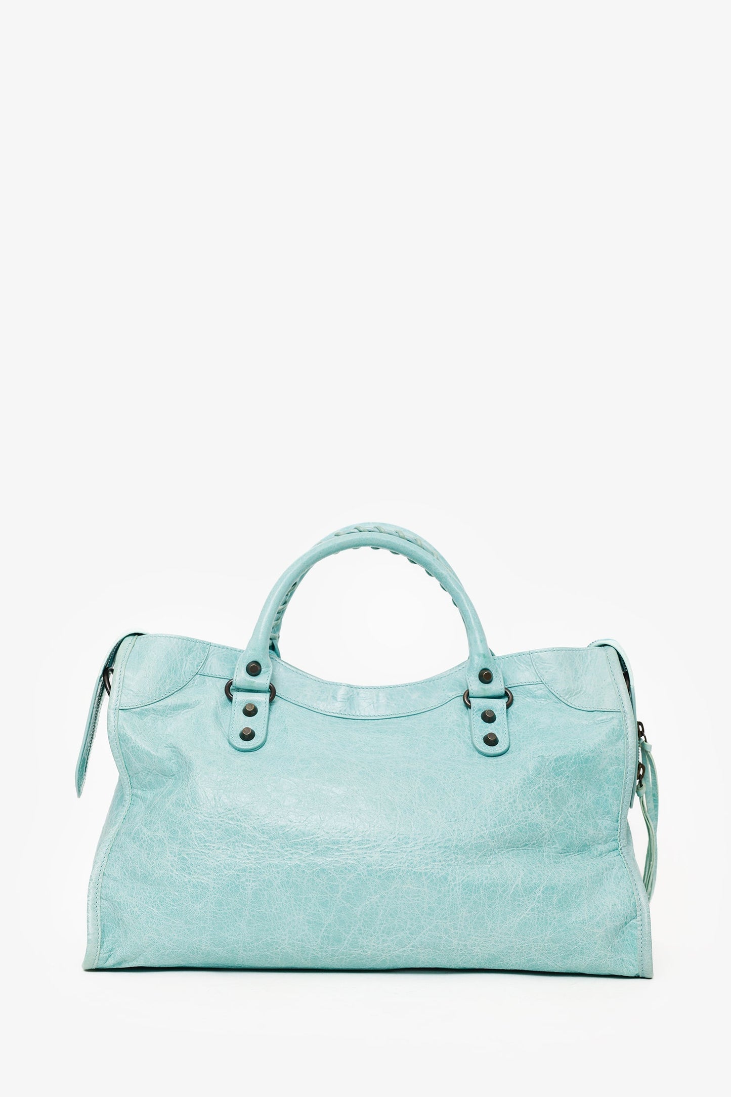 Balenciaga Blue Leather Medium City Bag With Strap