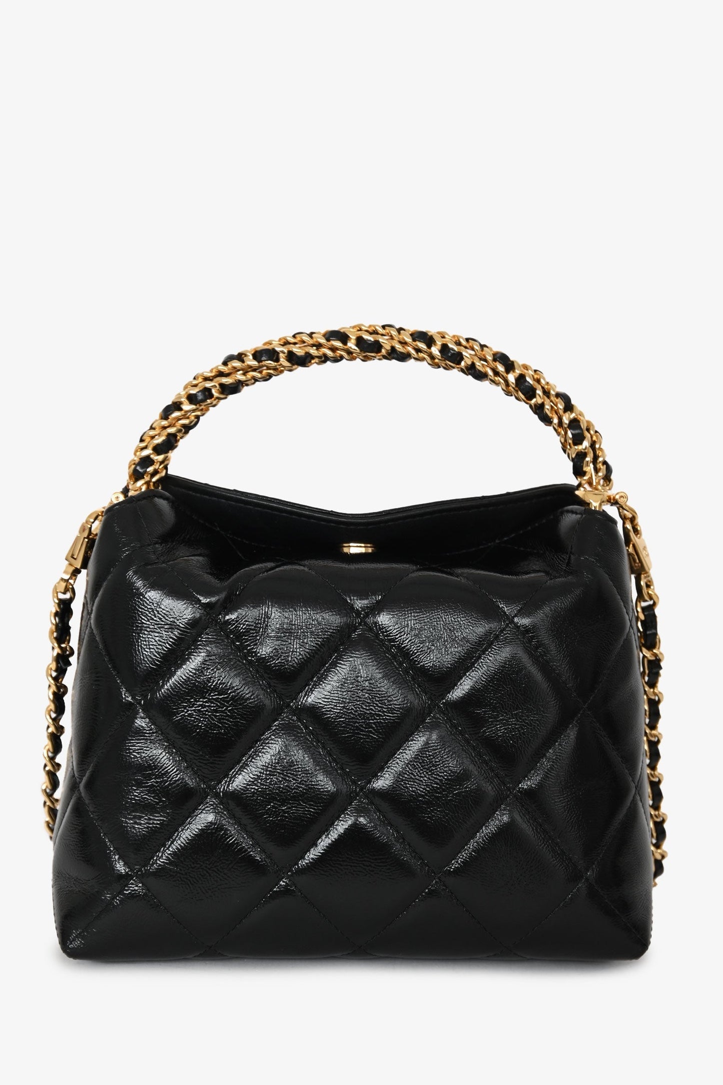 Chanel™ Black Leather Quilted CC Mini Hobo Bag With Chain