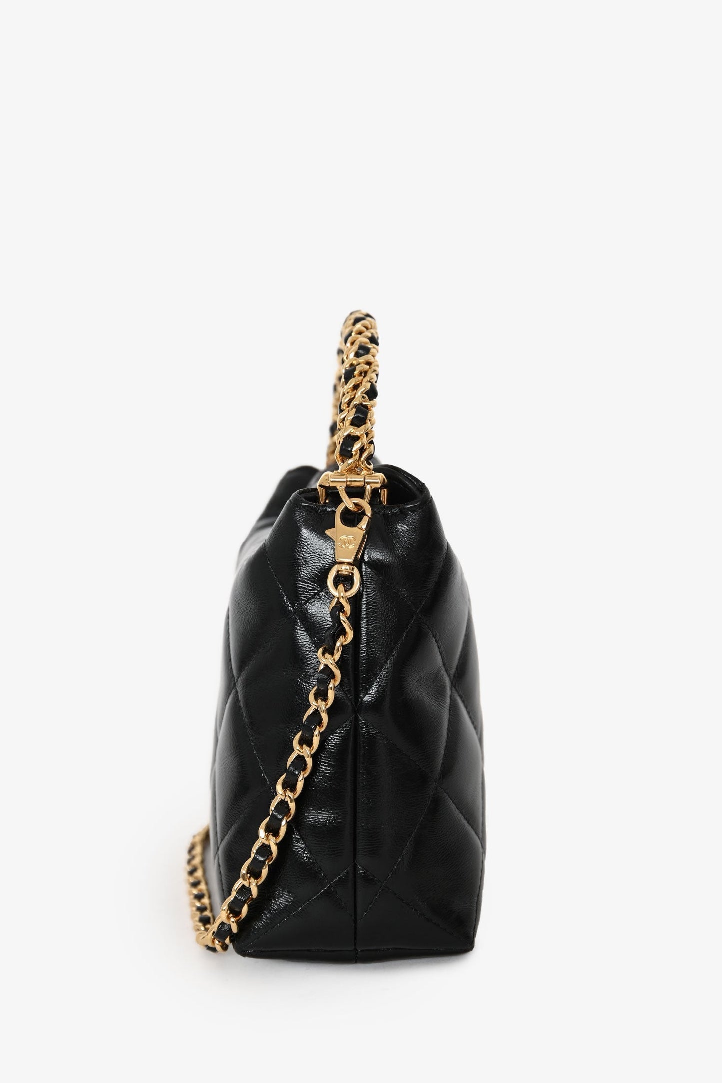 Chanel™ Black Leather Quilted CC Mini Hobo Bag With Chain