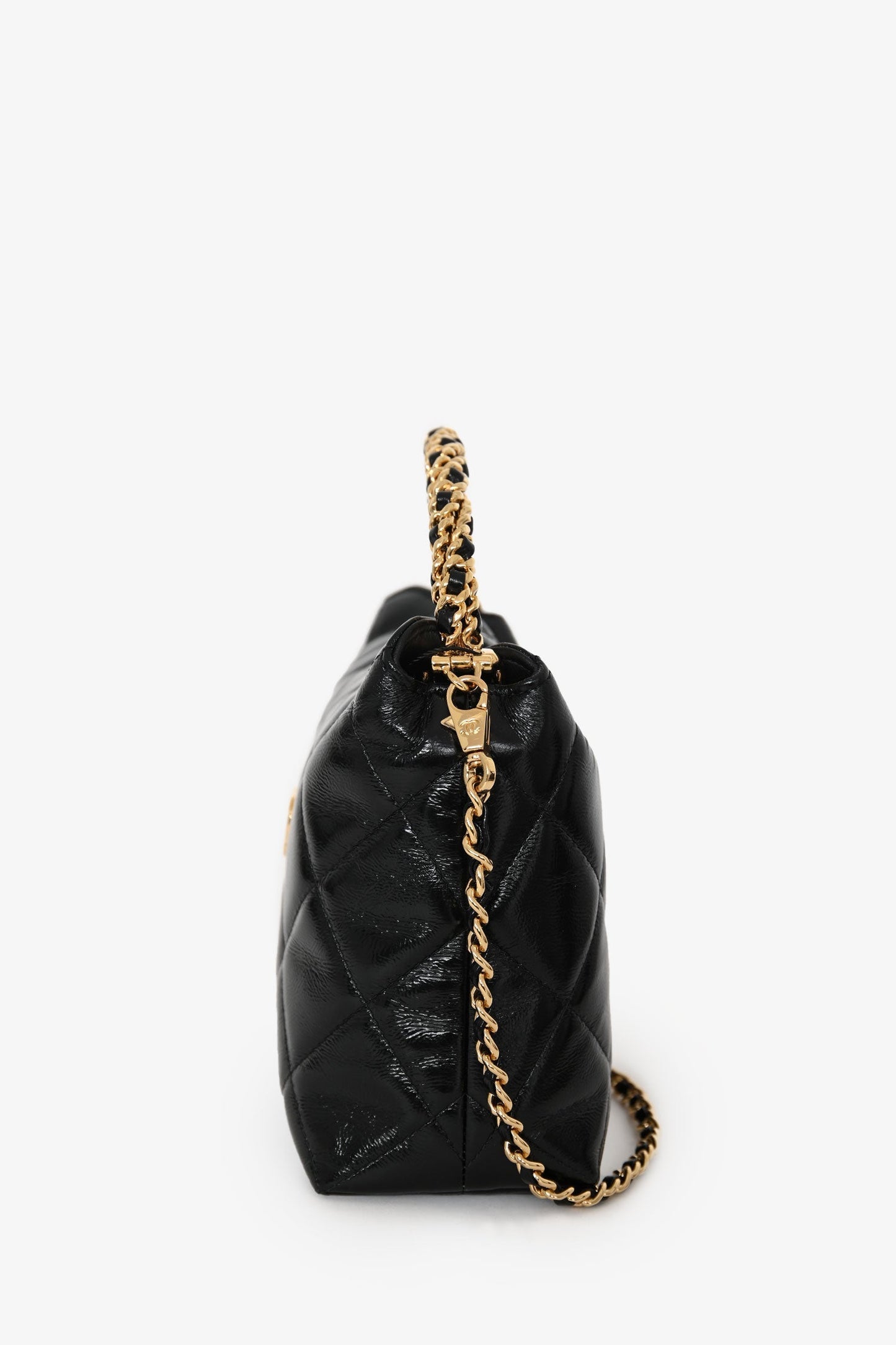 Chanel™ Black Leather Quilted CC Mini Hobo Bag With Chain