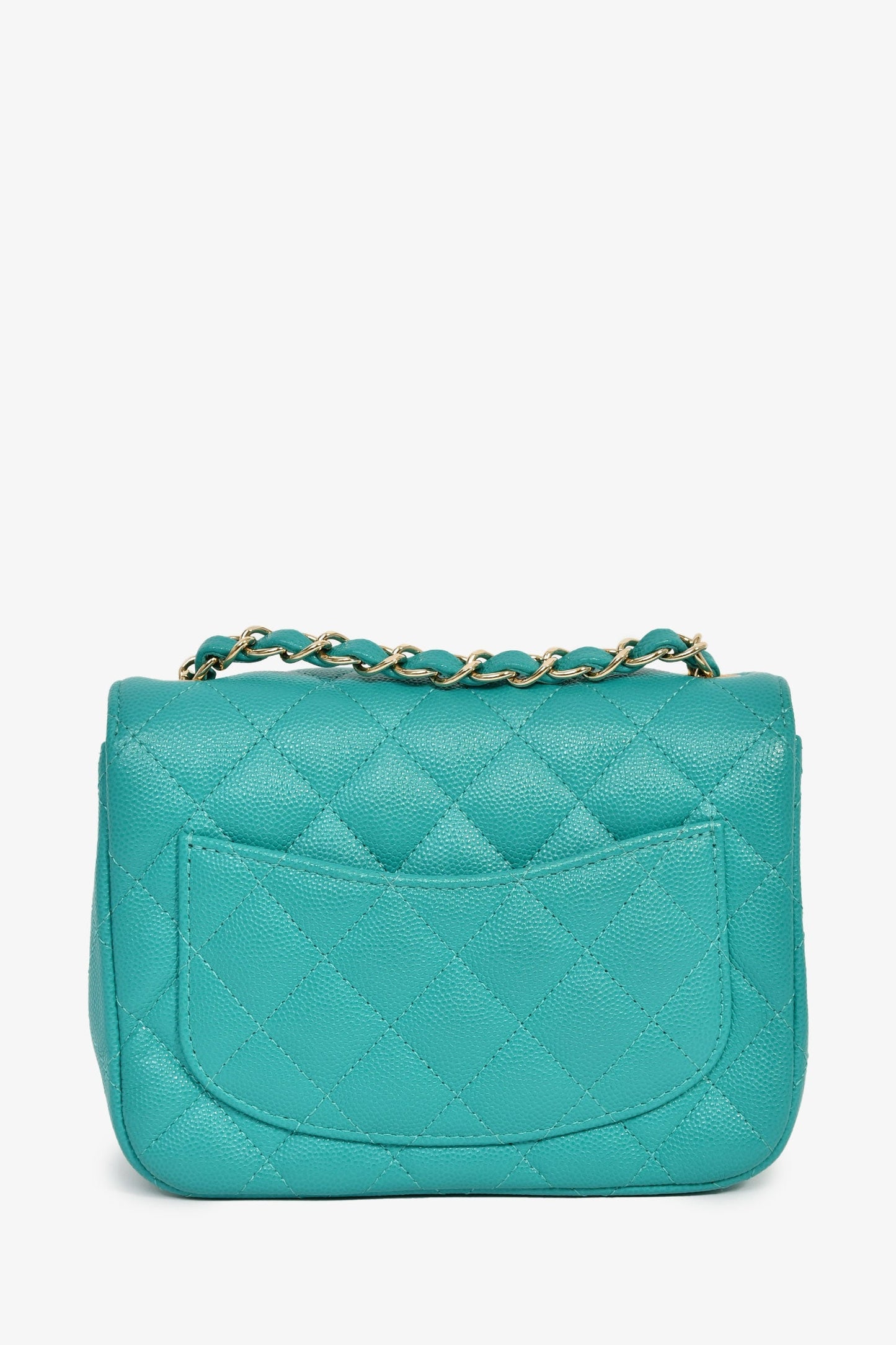 Chanel™ 2016/2017 Teal Caviar Leather Quilted Mini Square Flap Bag