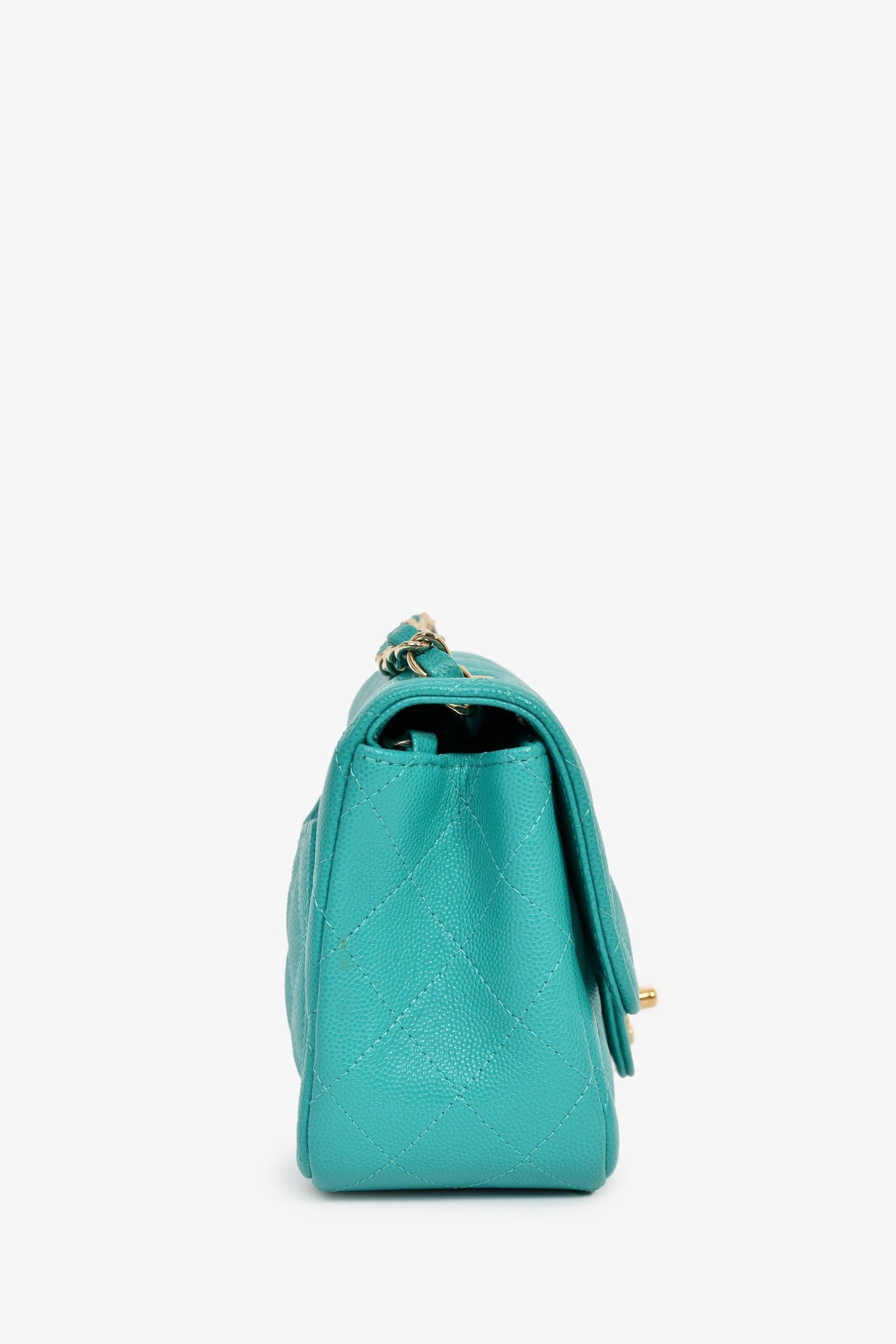 Chanel™ 2016/2017 Teal Caviar Leather Quilted Mini Square Flap Bag