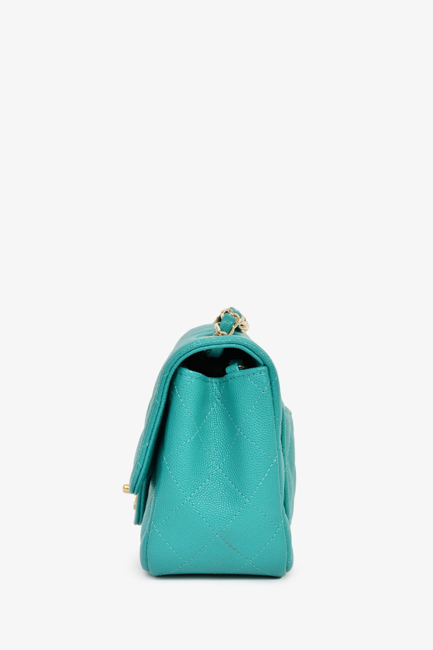 Chanel™ 2016/2017 Teal Caviar Leather Quilted Mini Square Flap Bag