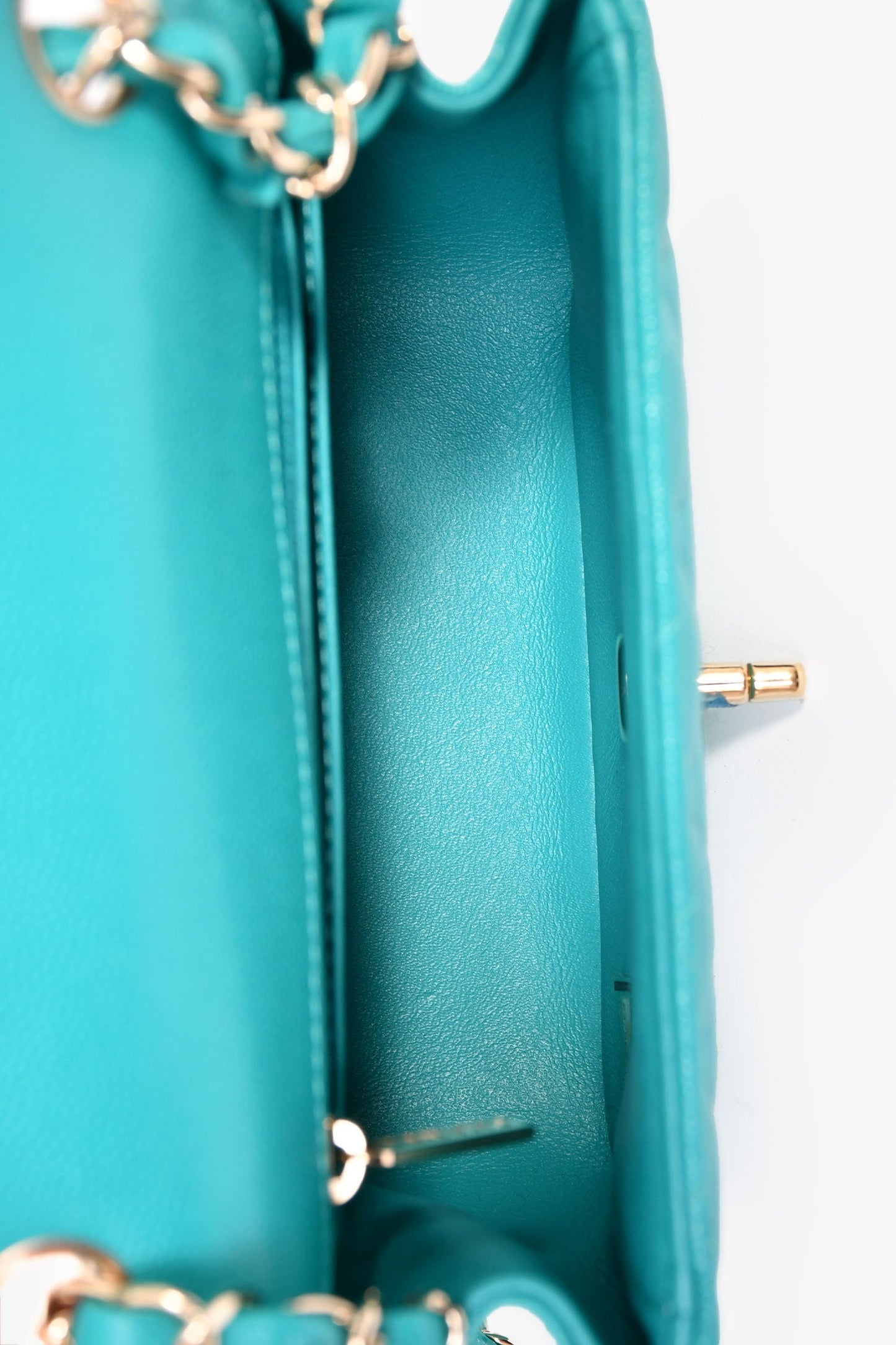 Chanel™ 2016/2017 Teal Caviar Leather Quilted Mini Square Flap Bag