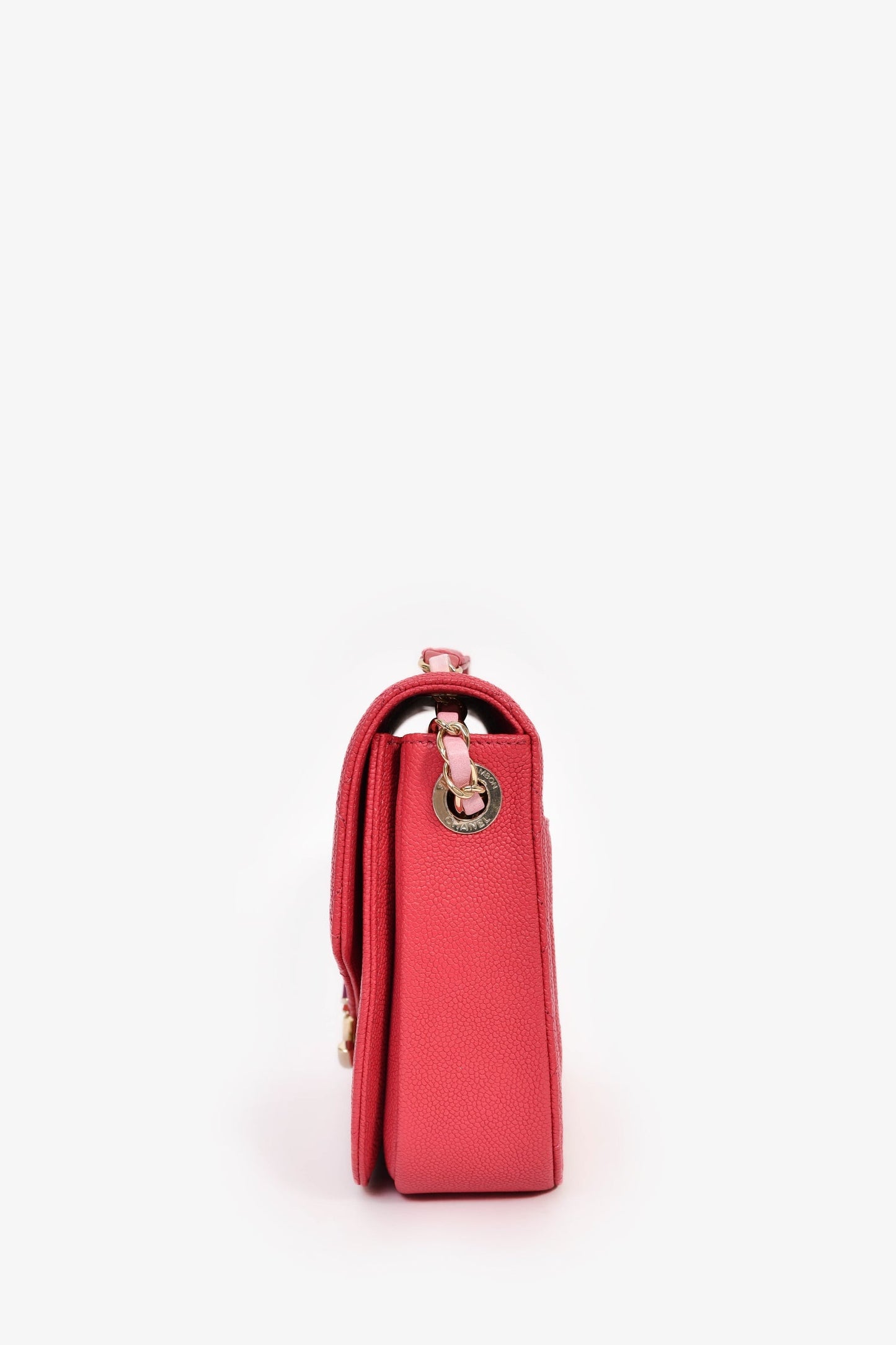 Chanel™ 2017/2018 Two Tone Pink Caviar Leather 'Paris-Cuba' Thread Around Flap Bag