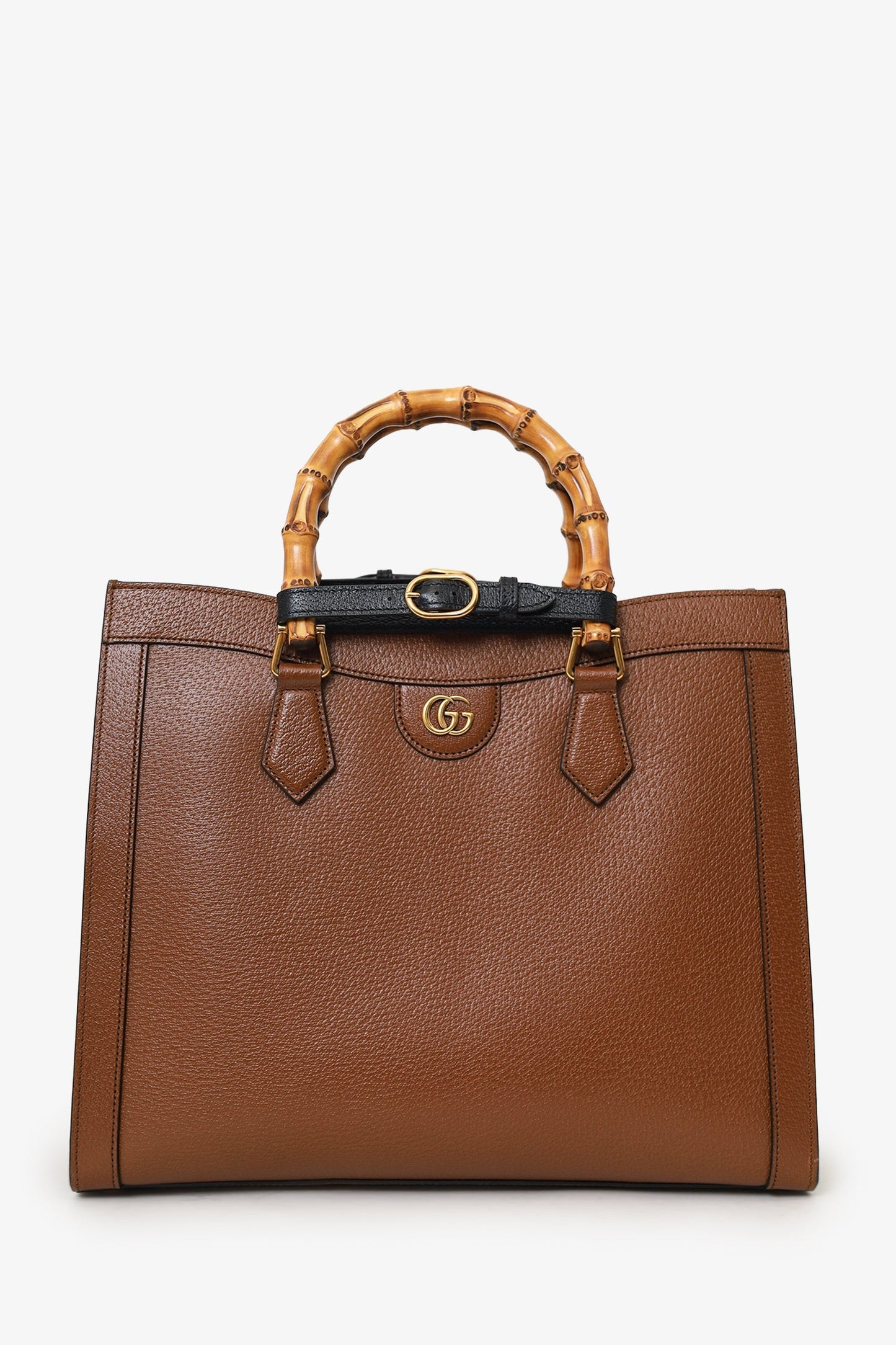 Gucci Brown Leather Bamboo Diana Medium Tote Bag With Two Straps