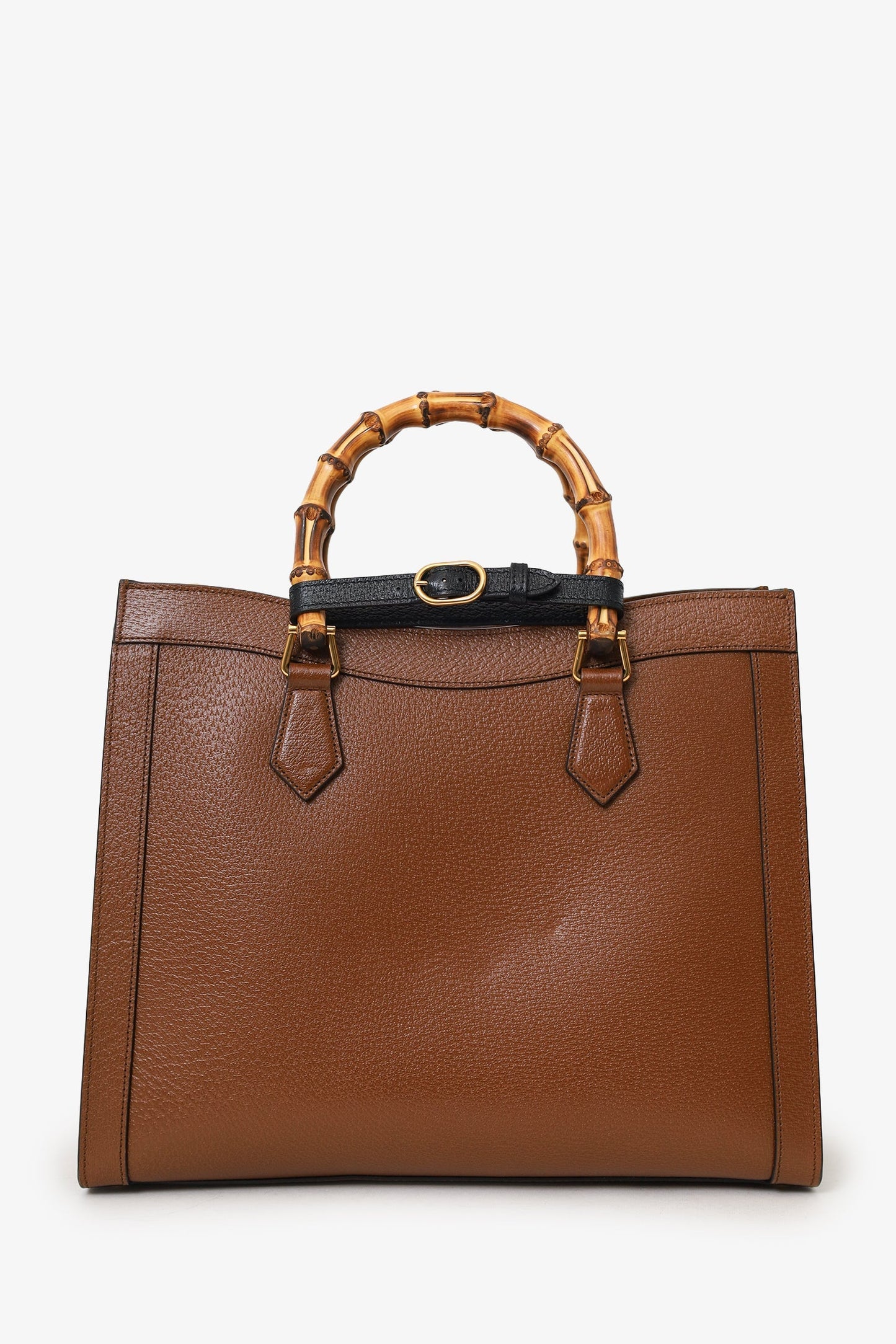 Gucci Brown Leather Bamboo Diana Medium Tote Bag With Two Straps