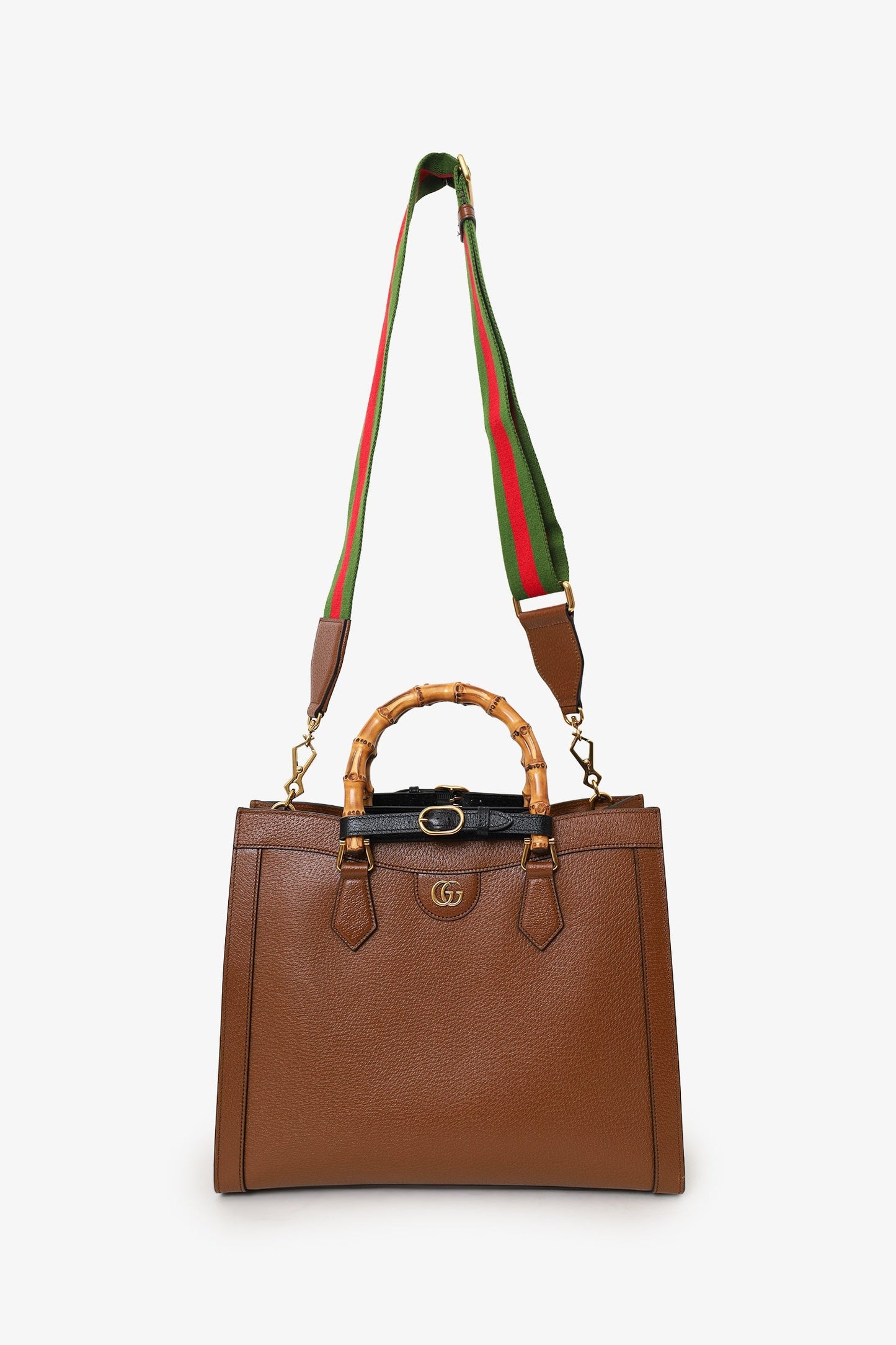 Gucci Brown Leather Bamboo Diana Medium Tote Bag With Two Straps