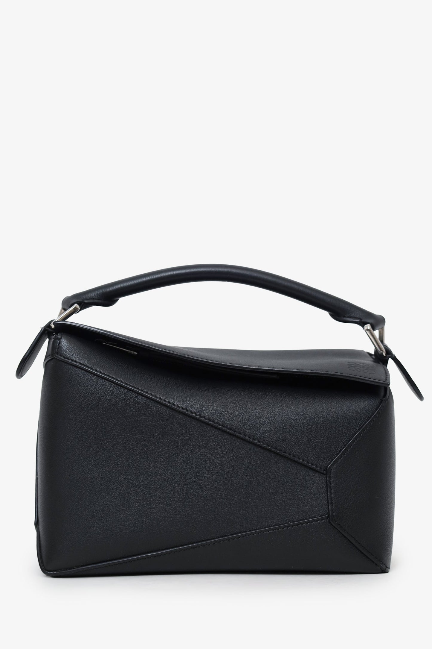 Loewe Black Leather Puzzle Small Edge Bag With Strap