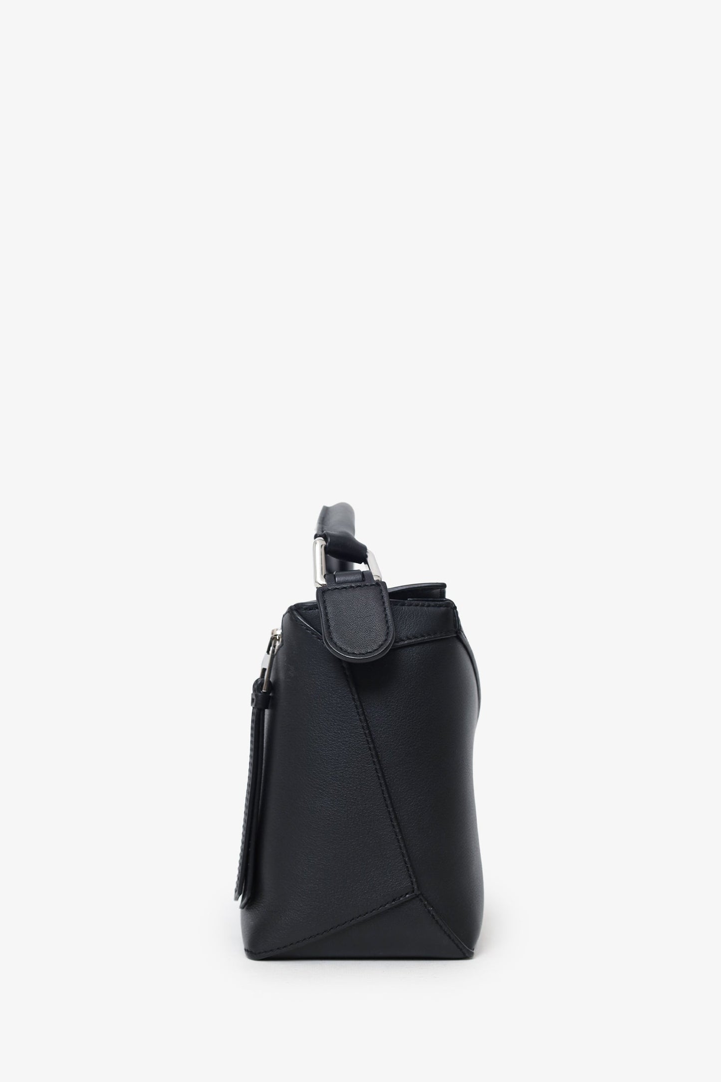 Loewe Black Leather Puzzle Small Edge Bag With Strap