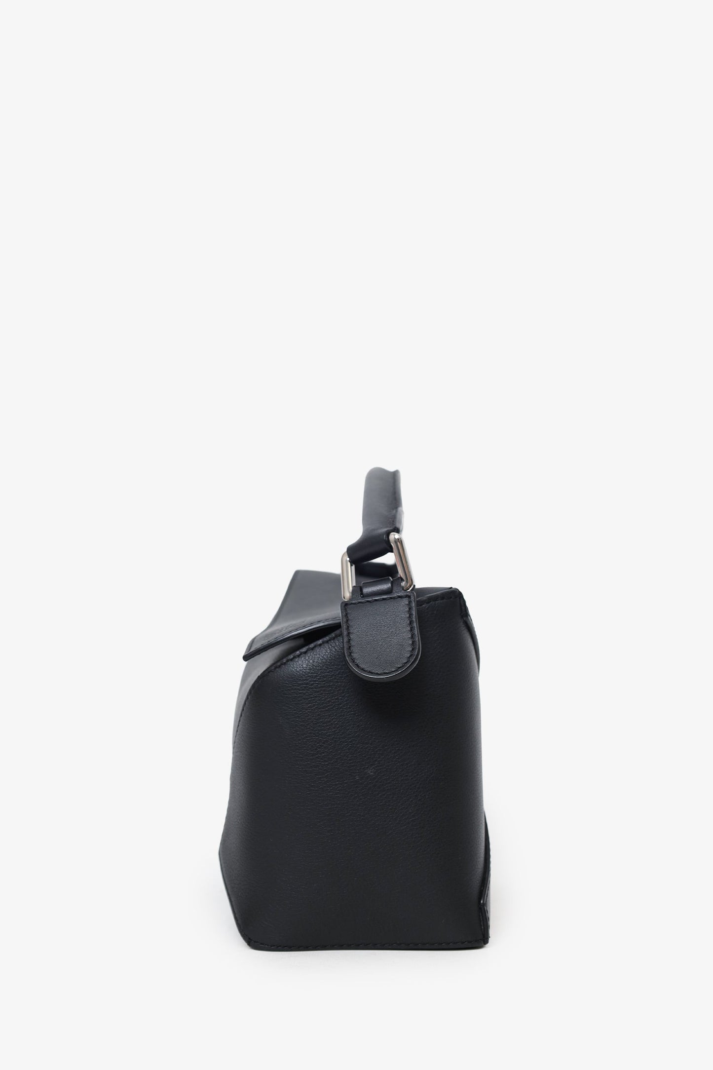 Loewe Black Leather Puzzle Small Edge Bag With Strap