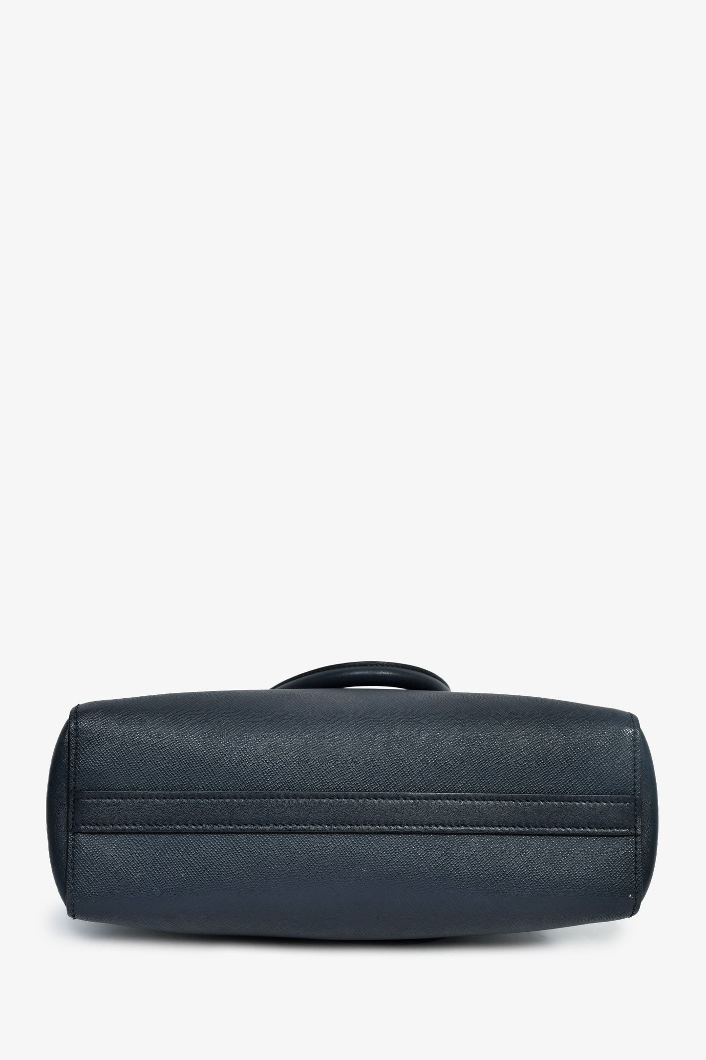 Prada Navy Blue Saffiano Leather Convertible Open Tote With Strap