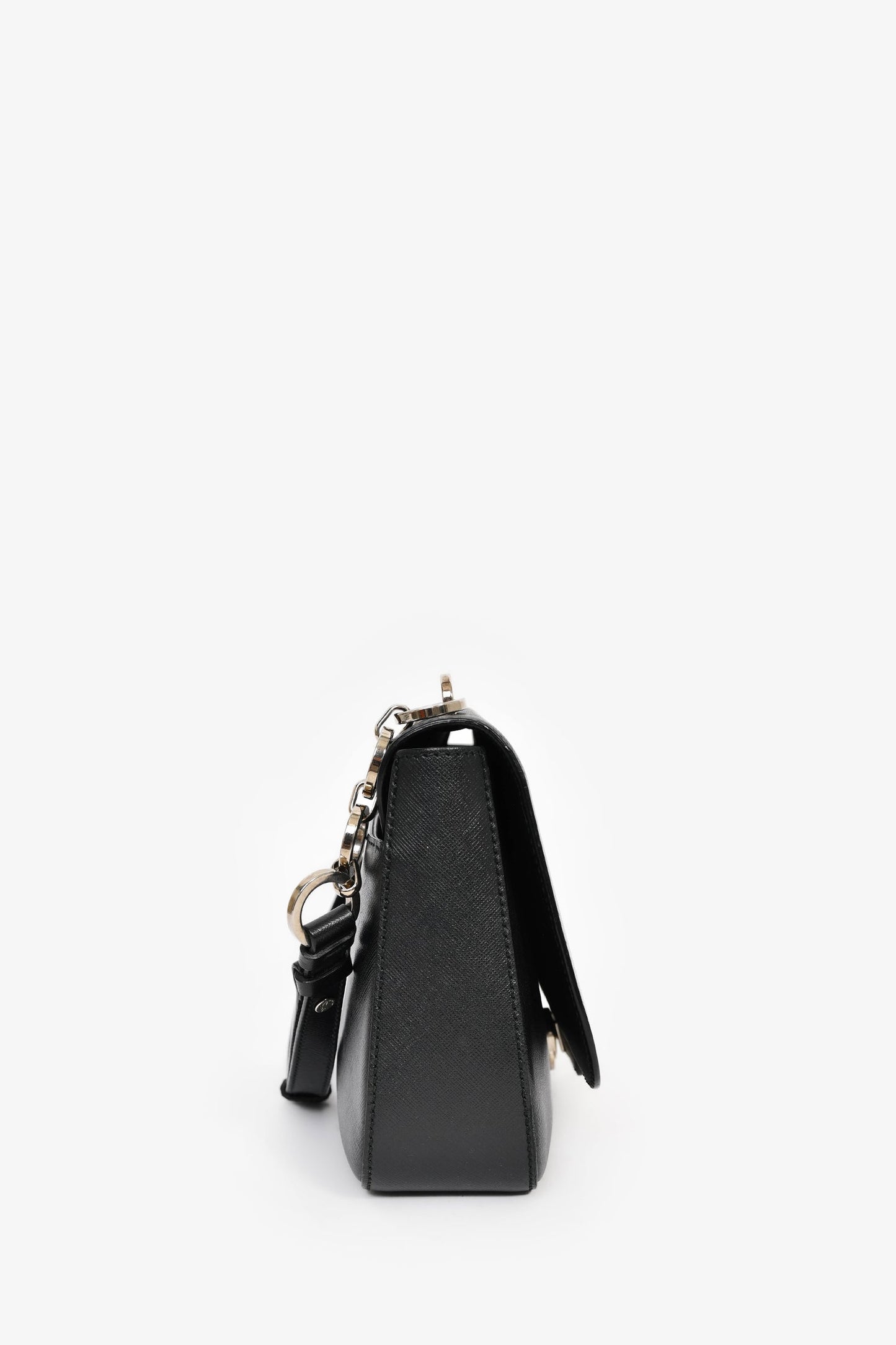 Salvatore Ferragamo Black Leather Flap Shoulder Bag