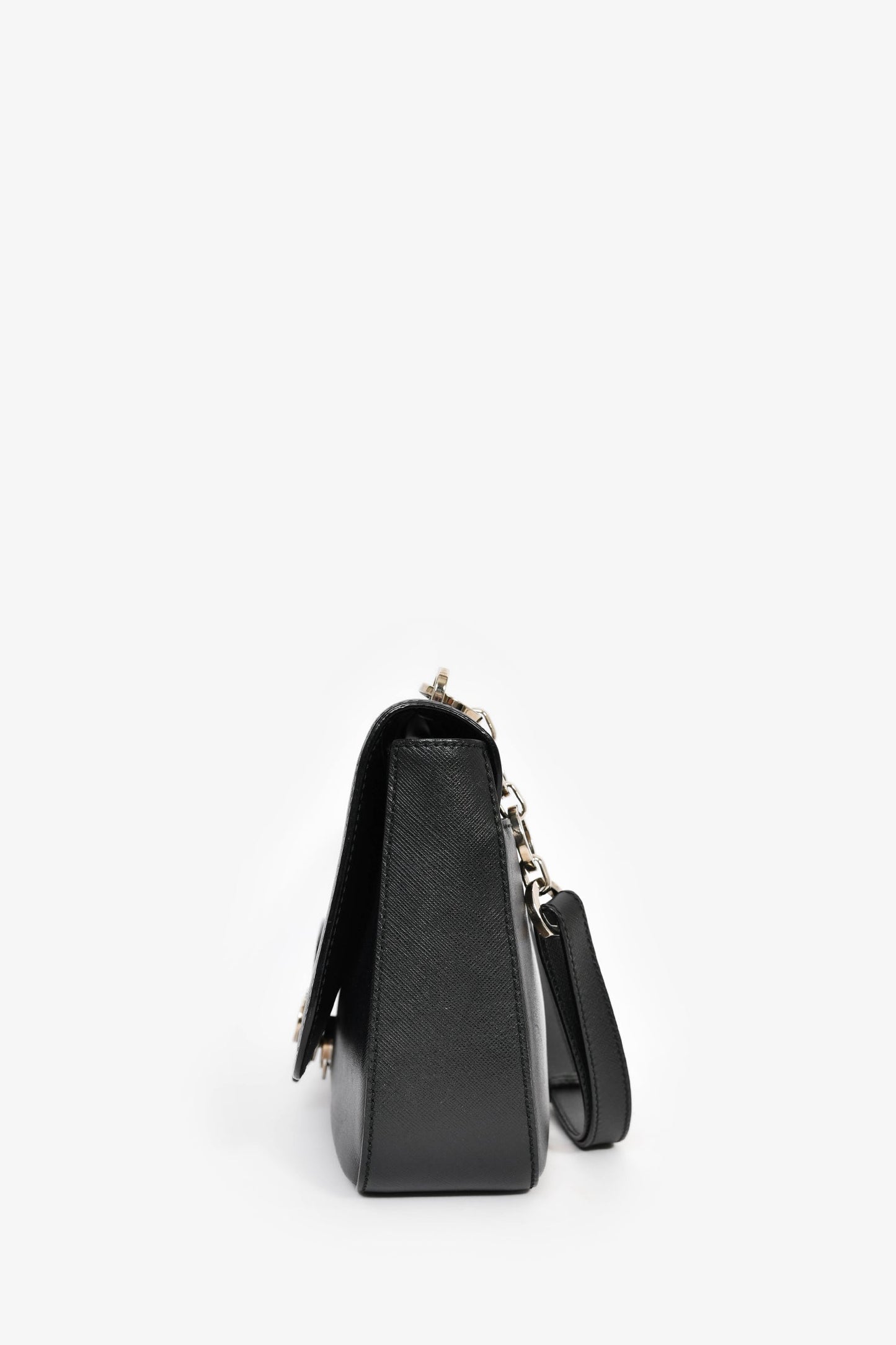 Salvatore Ferragamo Black Leather Flap Shoulder Bag