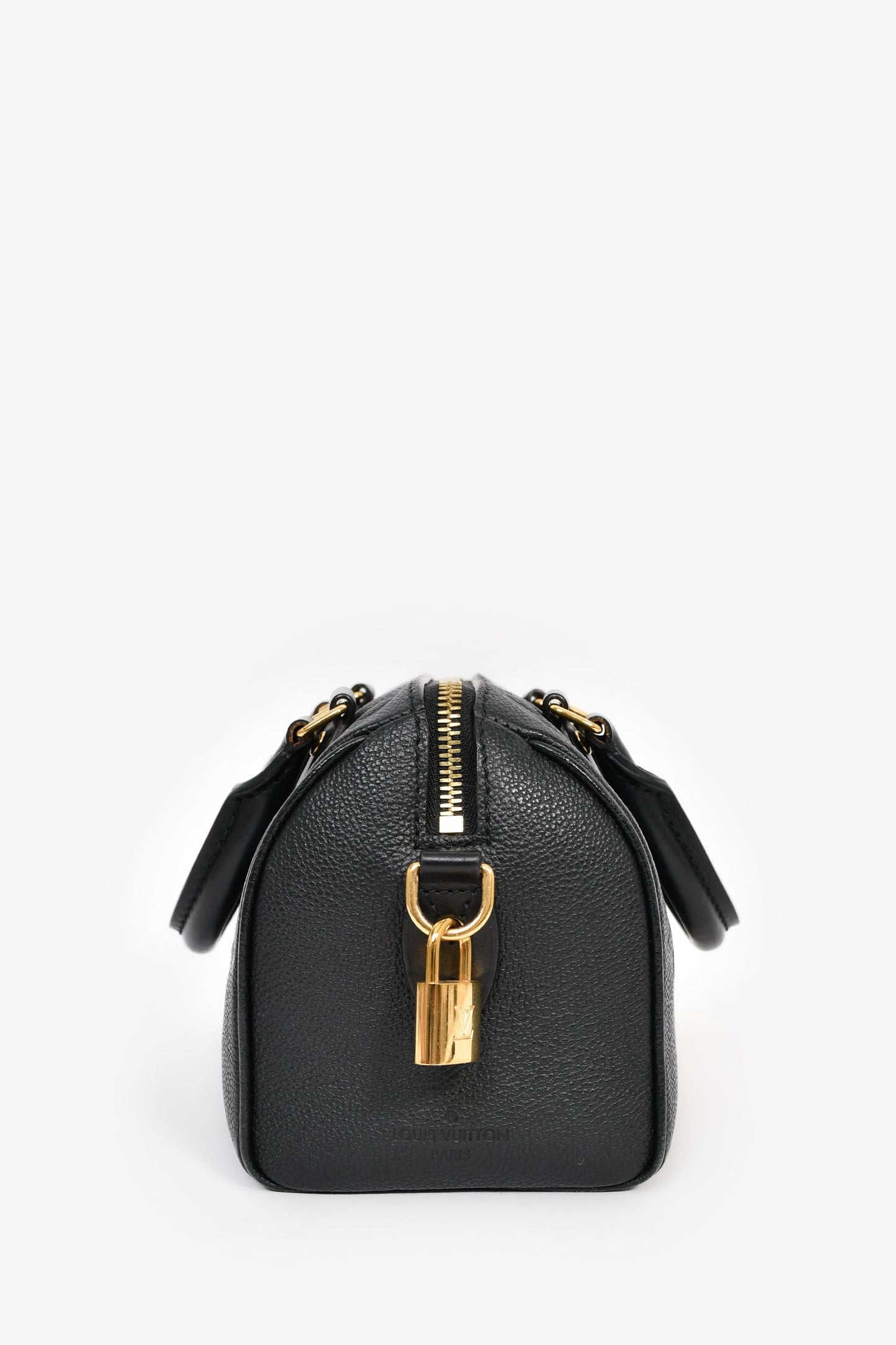 Louis Vuitton Black Monogram Empreinte Leather 'Speedy Bandoulière' 20 Bag with Strap