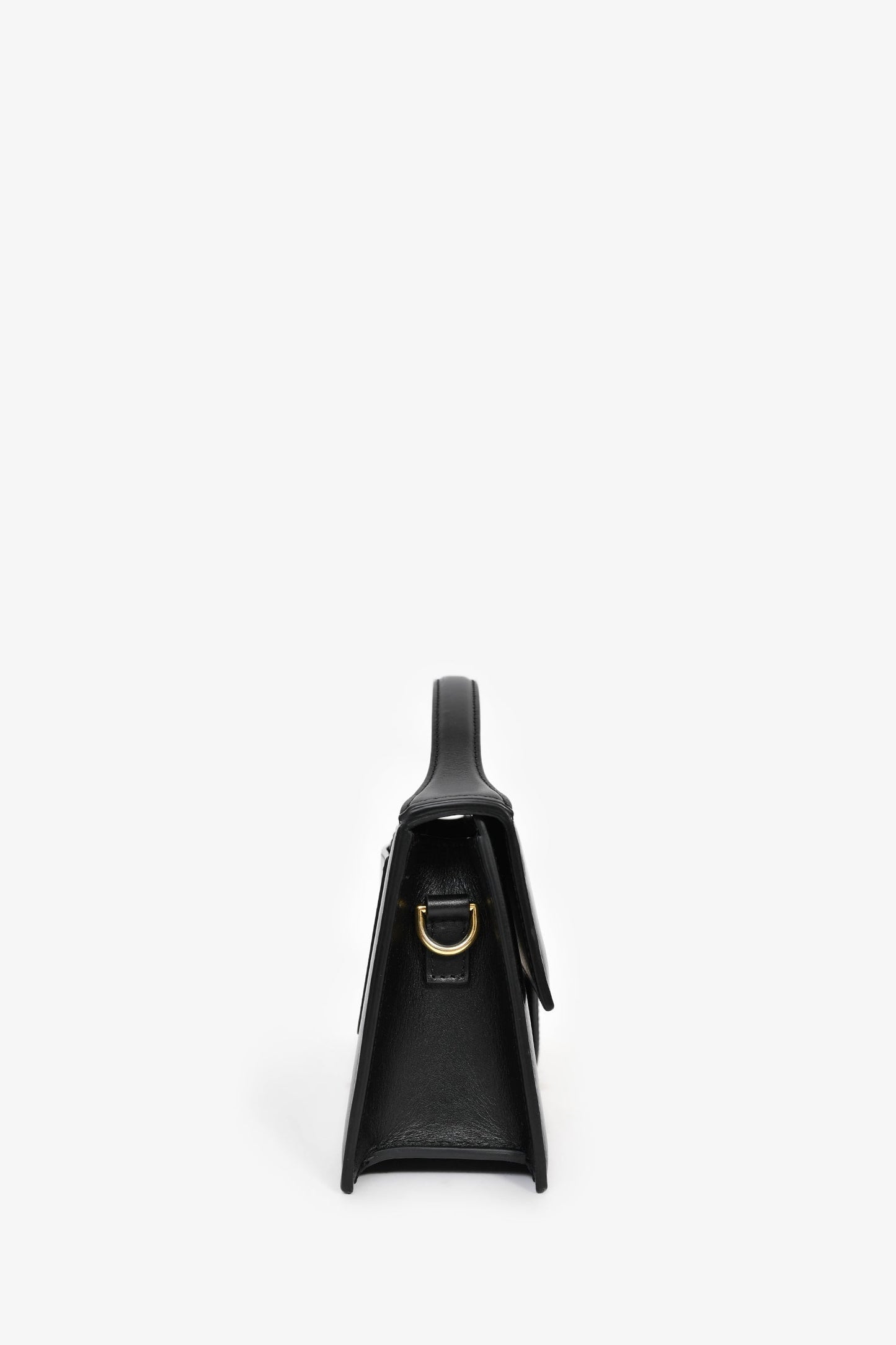 Jacquemus Black Leather 'Le Bambino' Large Shoulder Bag with Strap