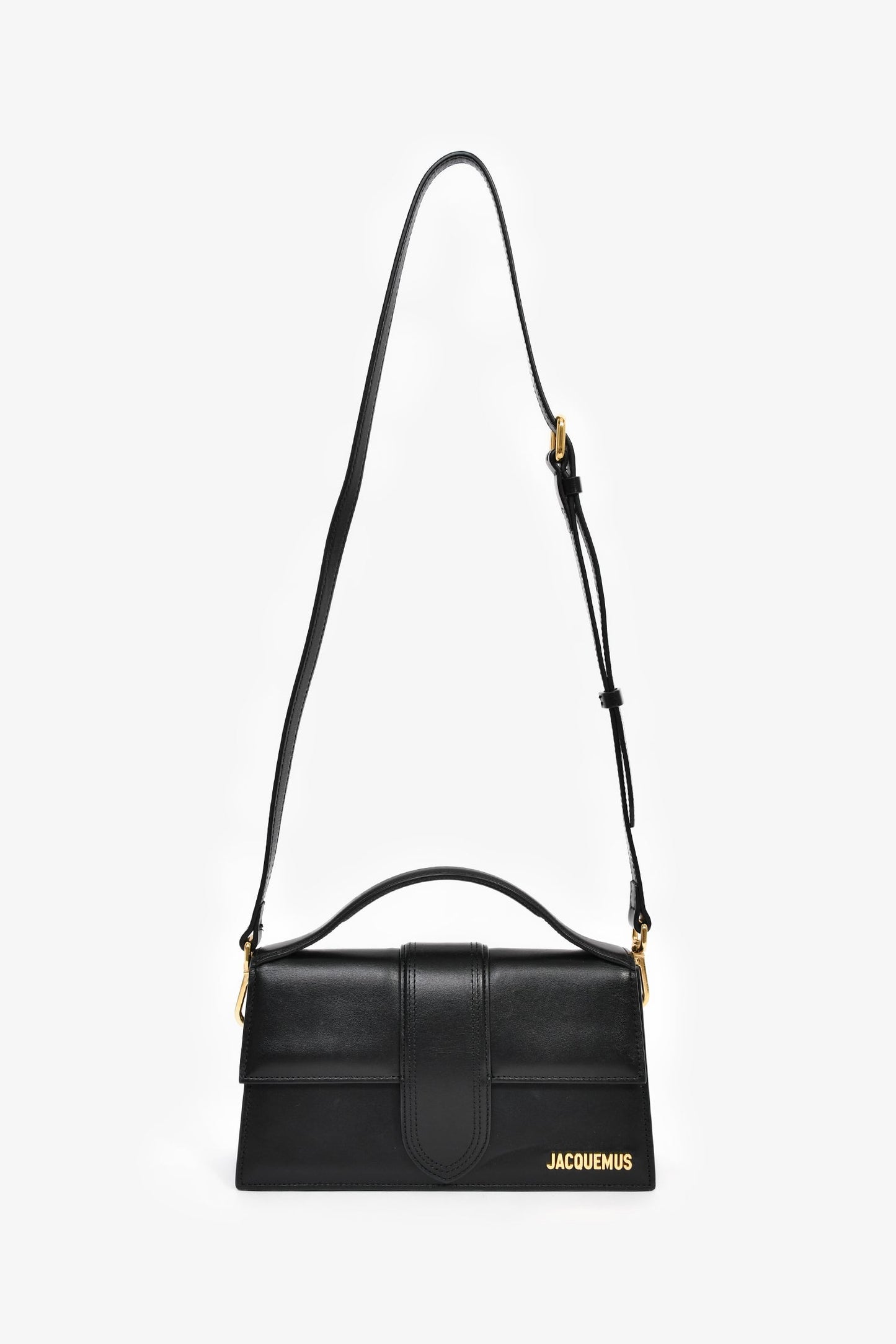 Jacquemus Black Leather 'Le Bambino' Large Shoulder Bag with Strap