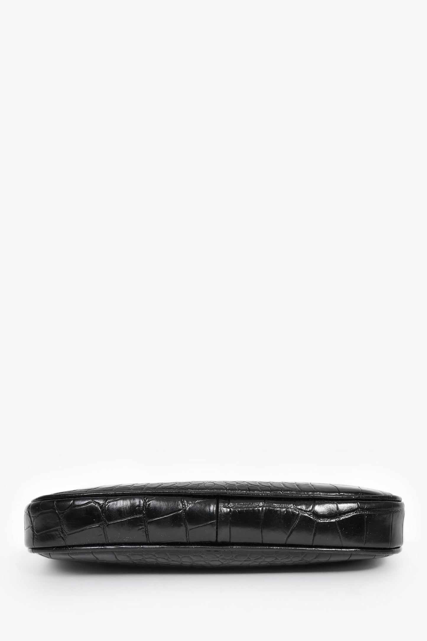 By Far Black Crocodile Embossed 'Rachel' Shoulder Bag