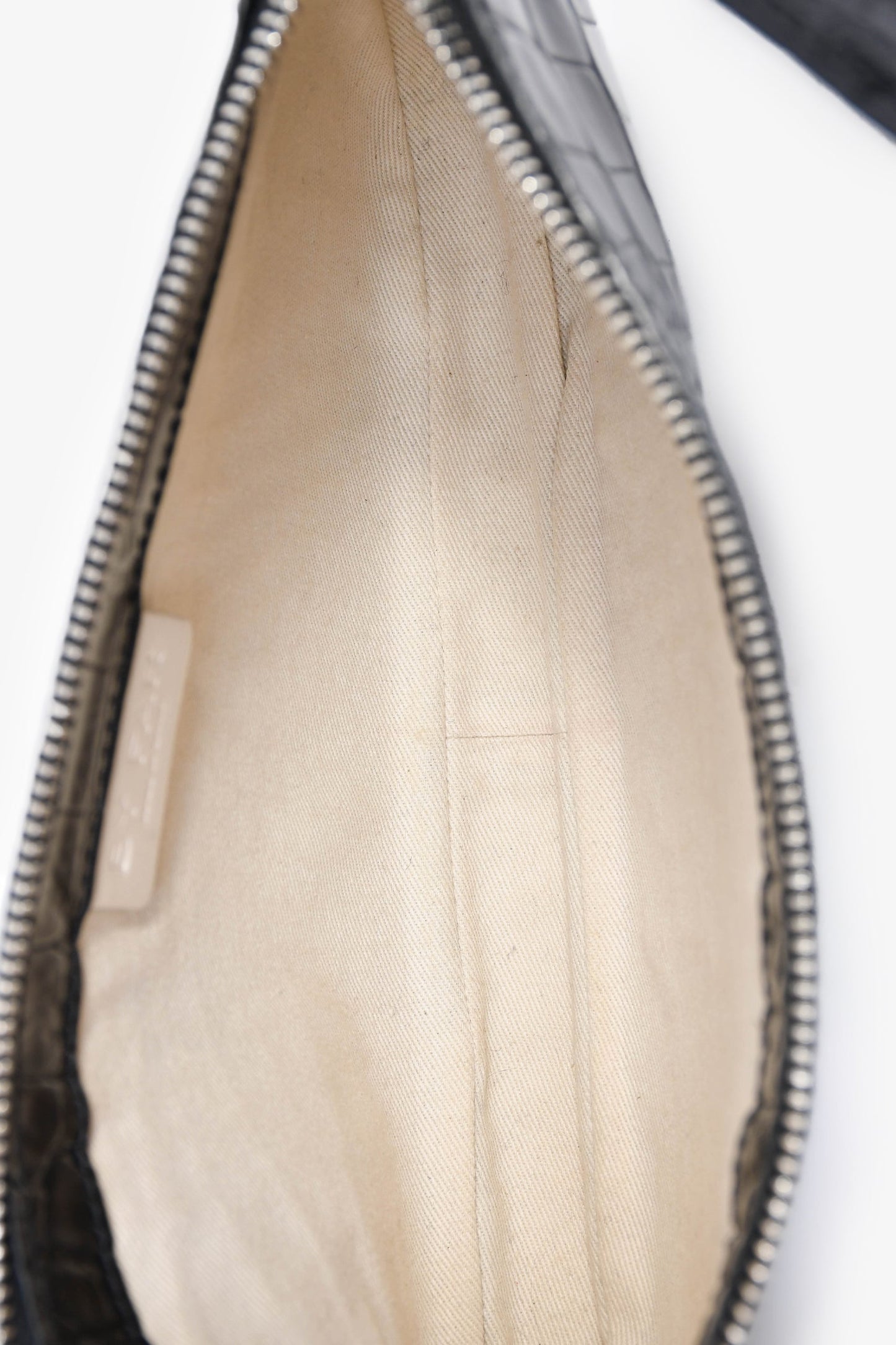 By Far Black Crocodile Embossed 'Rachel' Shoulder Bag