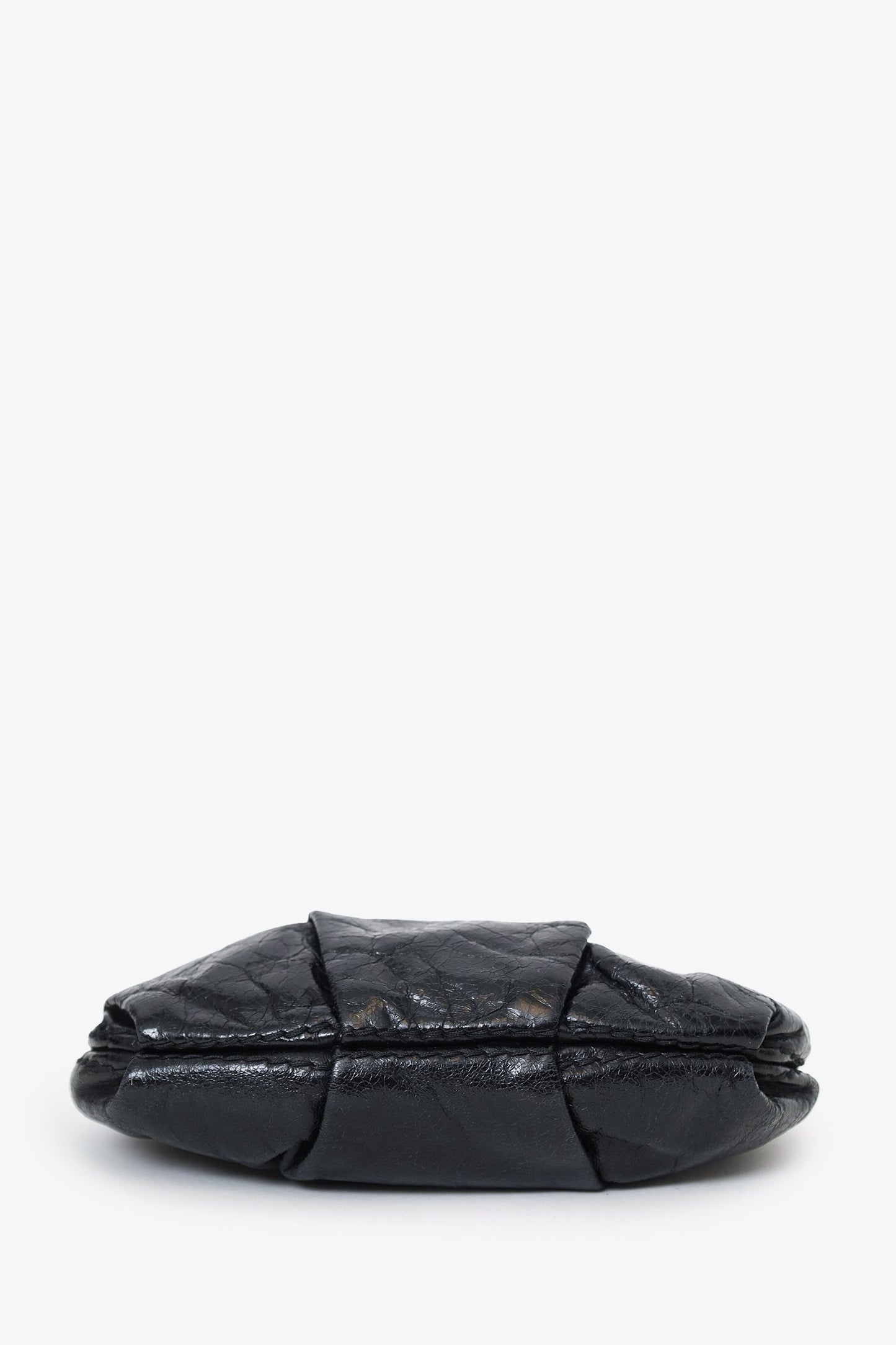 Prada Black Vitello Shine Leather Bow Wristlet Clutch Bag