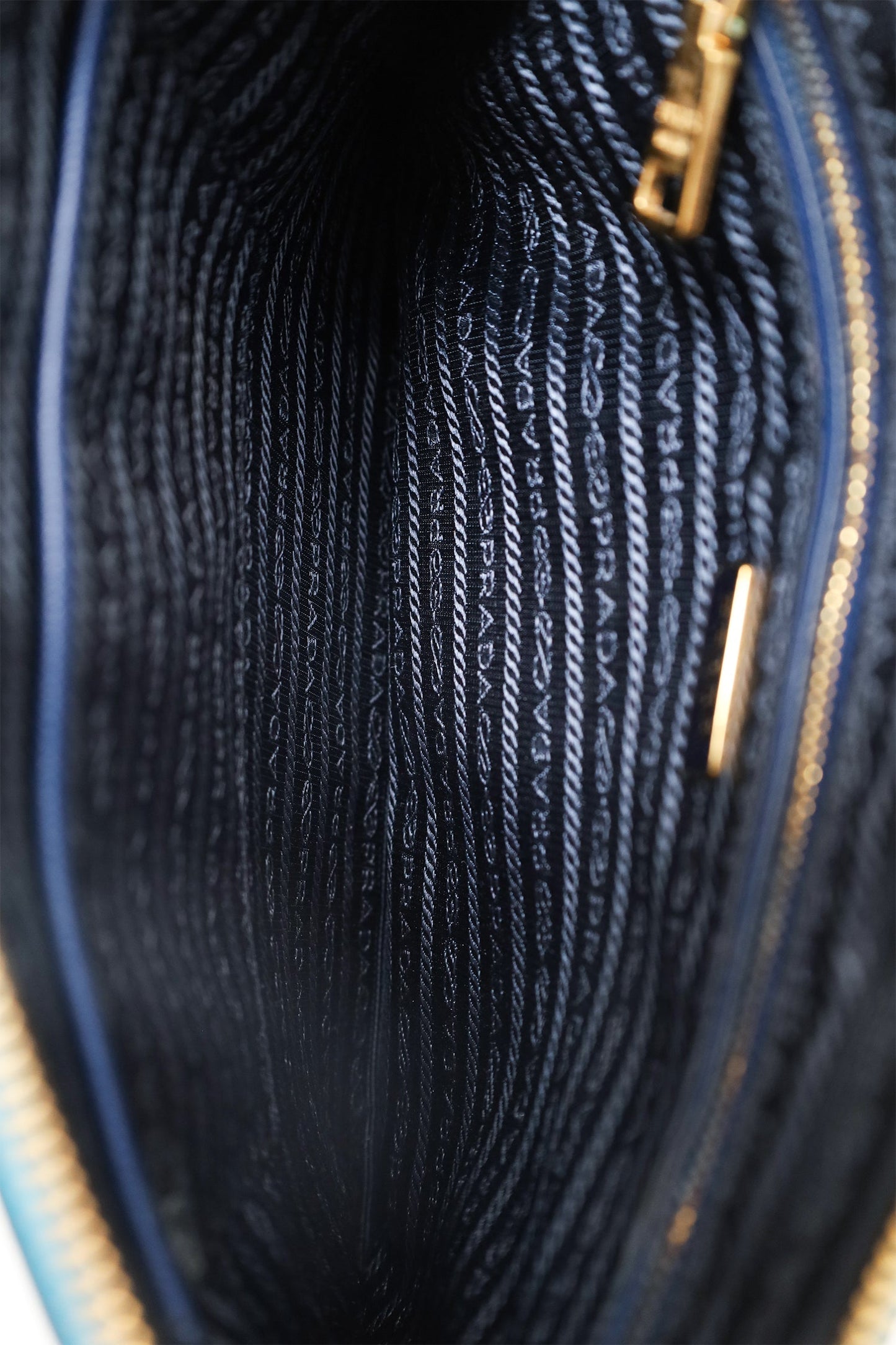 Prada Blue Saffiano Leather Pochette Bag