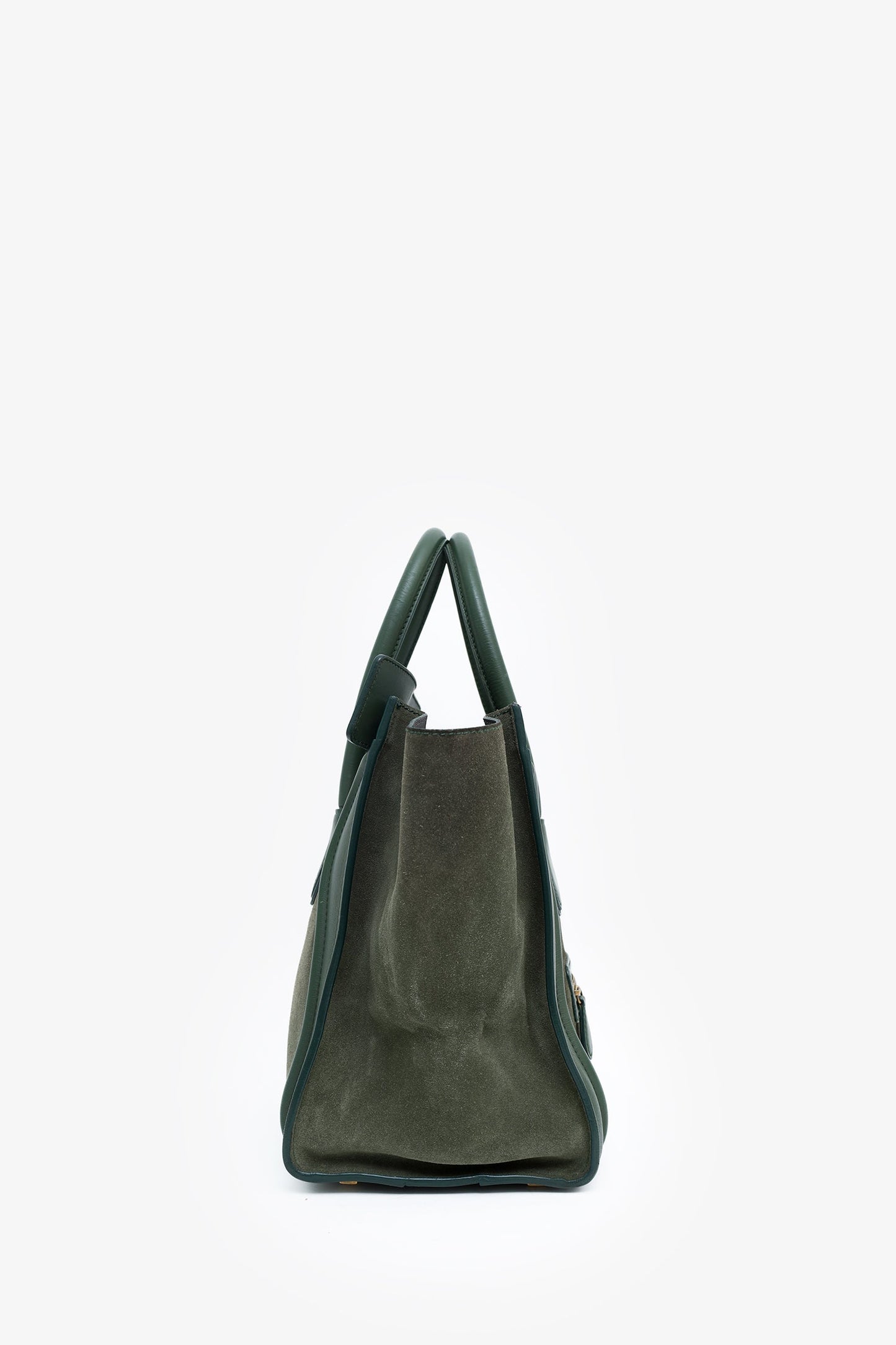 Celine Green Suede/Leather Micro Luggage Tote Bag