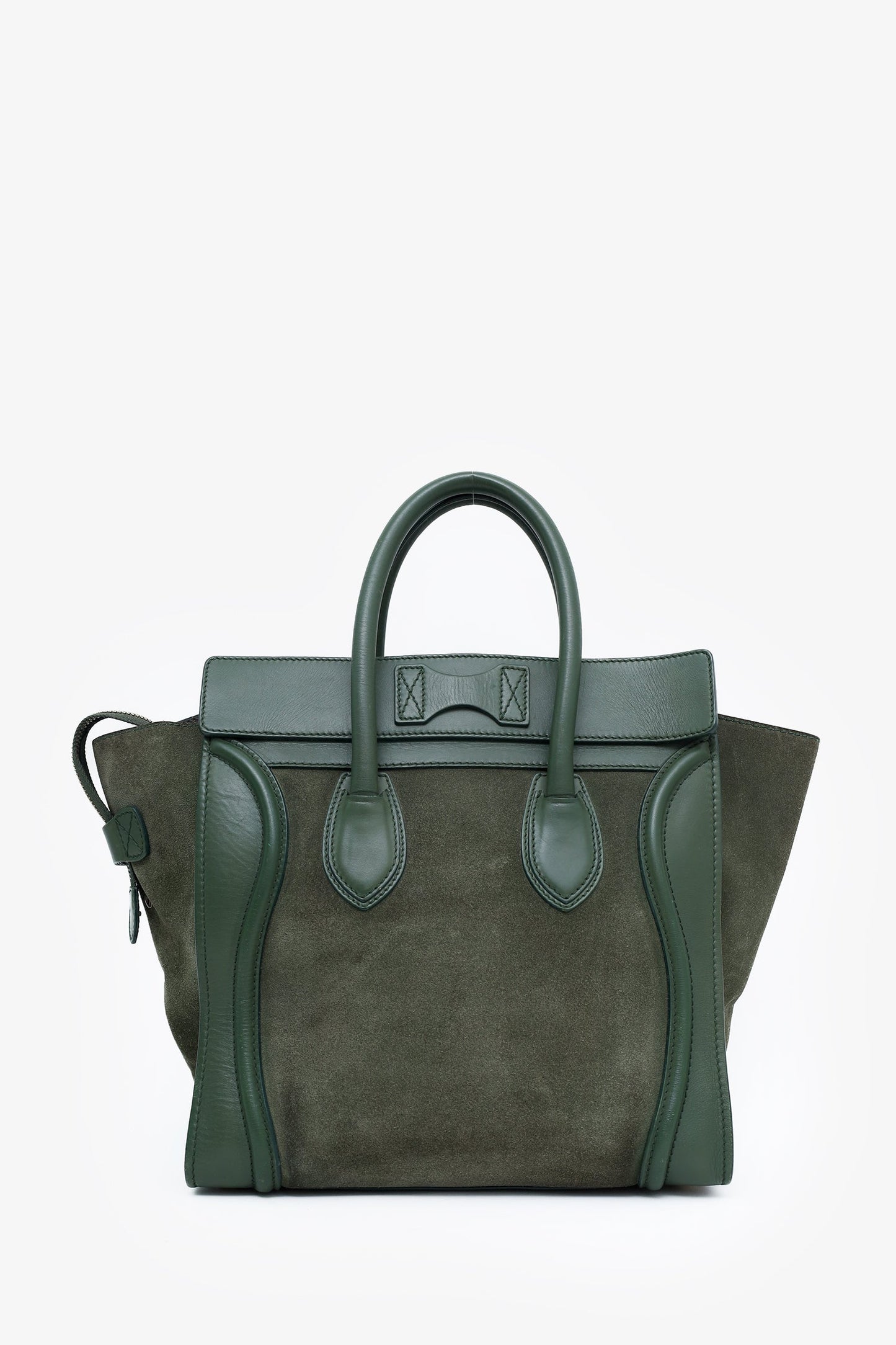 Celine Green Suede/Leather Micro Luggage Tote Bag