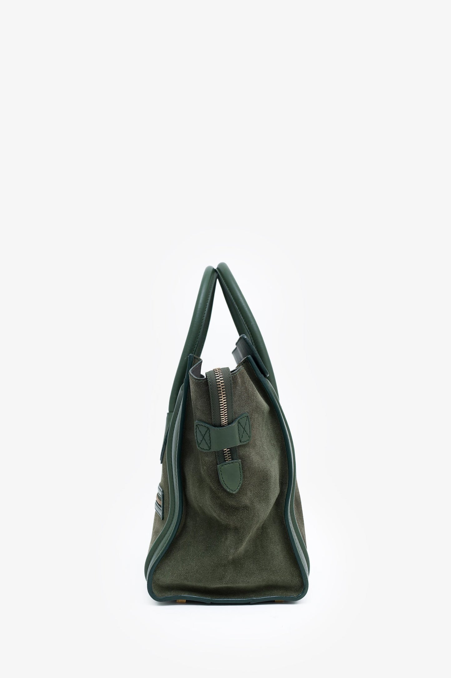 Celine Green Suede/Leather Micro Luggage Tote Bag