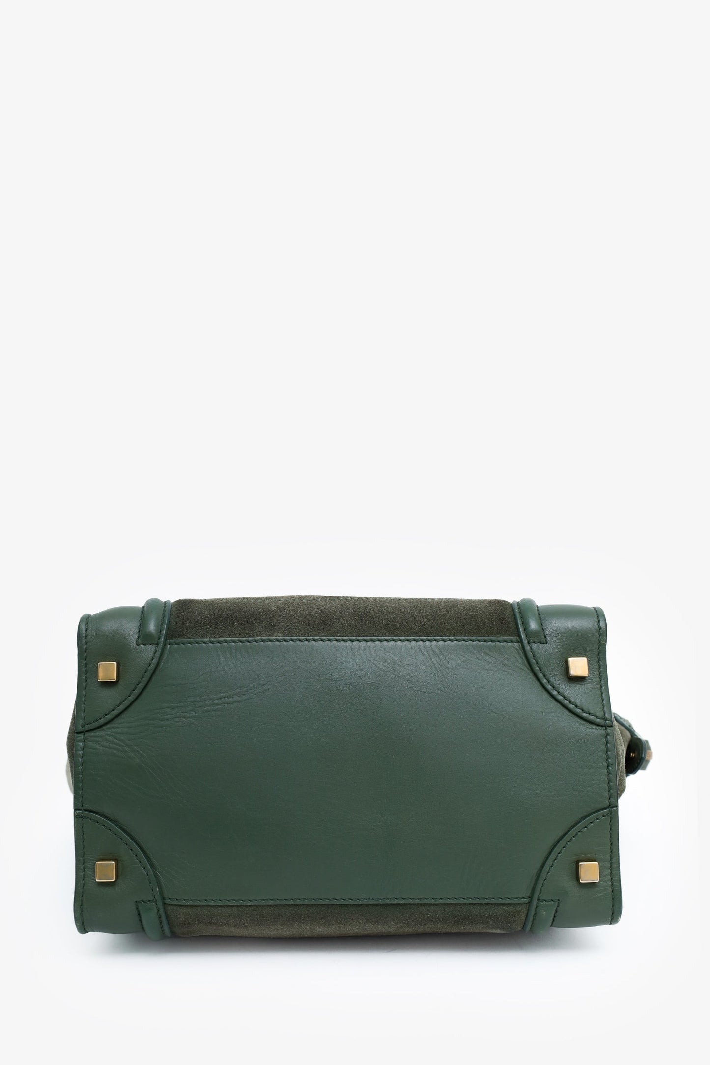 Celine Green Suede/Leather Micro Luggage Tote Bag